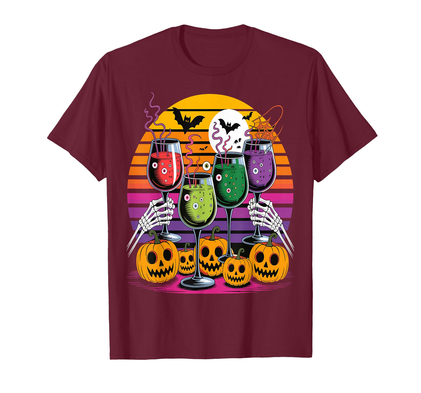 Glasses of Wine Halloween Costume Funny Spooky Tee T-Shirt