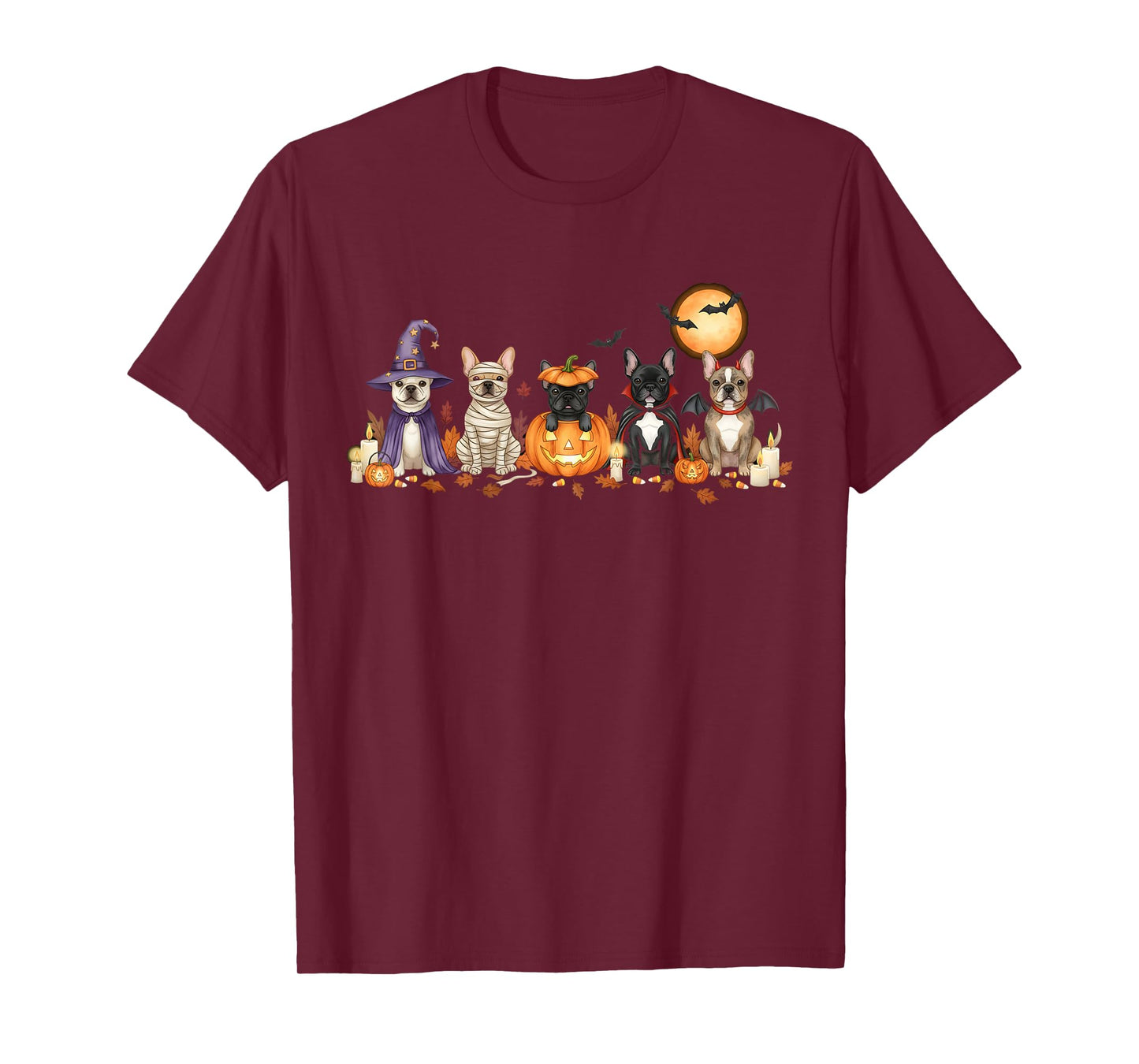 Spooky French Bulldog Dogs Ghost Witch Mummy Frenchie Lover T-Shirt