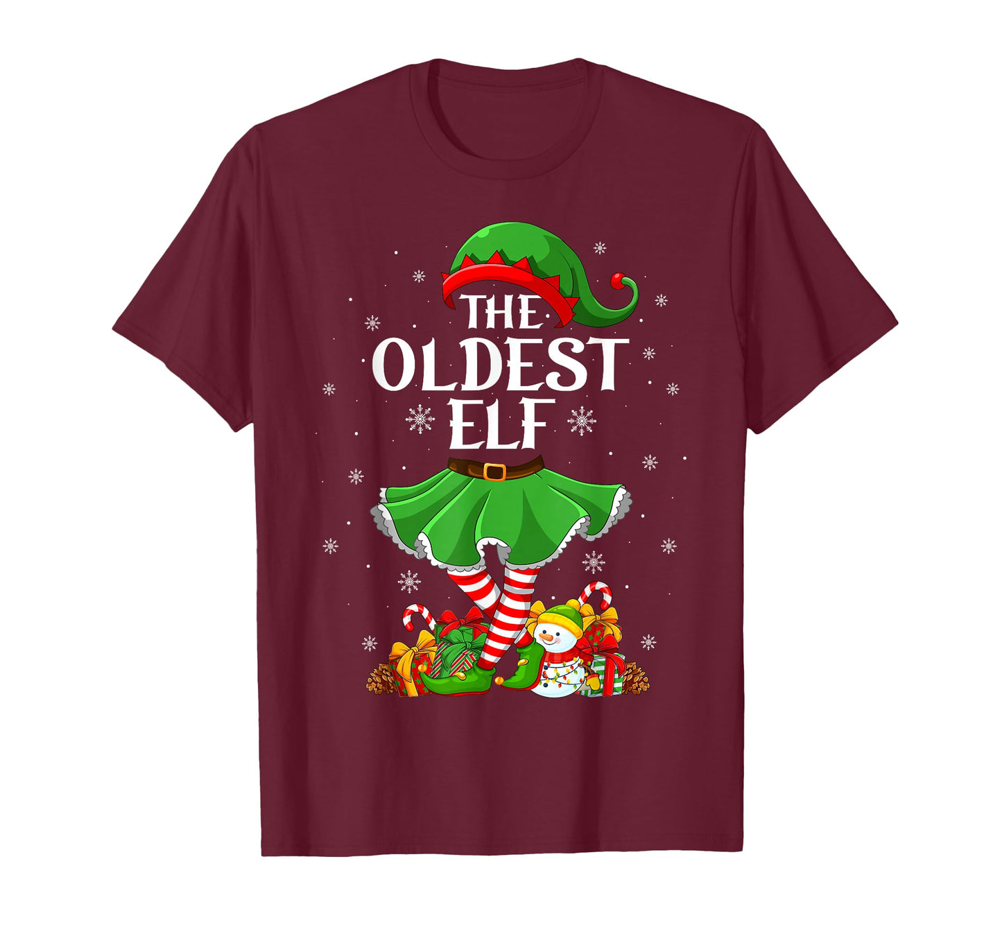 Oldest Elf Christmas Family Elf Squad Xmas Girls Women T-Shirt