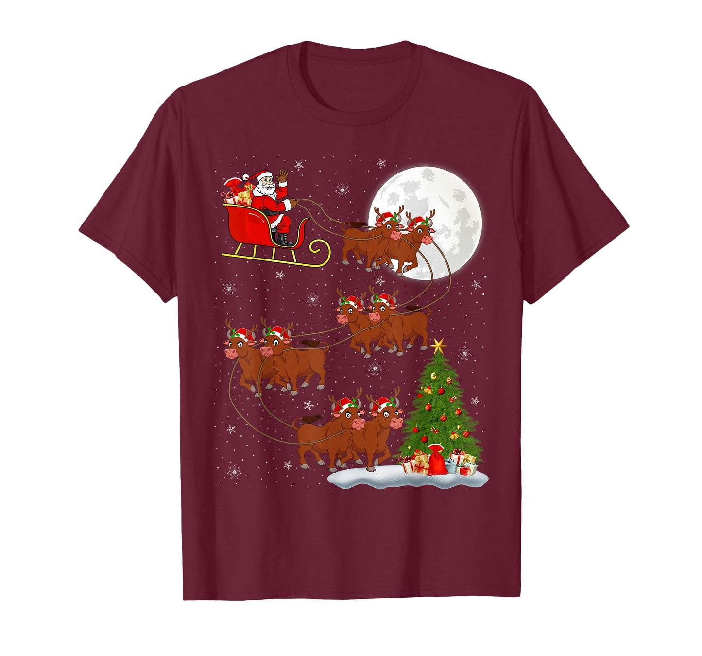 Buffalo Santa Sleigh Flying Funny Magical Christmas T-Shirt