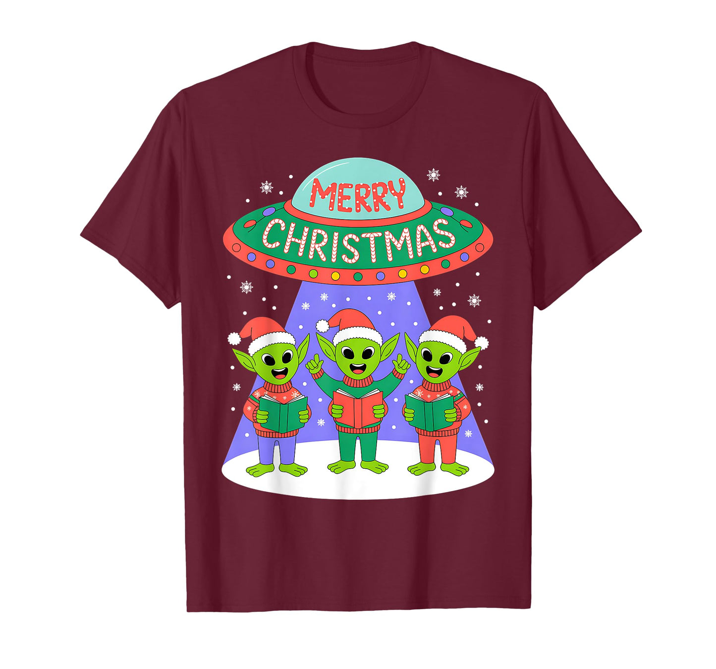 Funny Alien Trio Merry Ugly Christmas Santa Hat Gifts Xmas T-Shirt