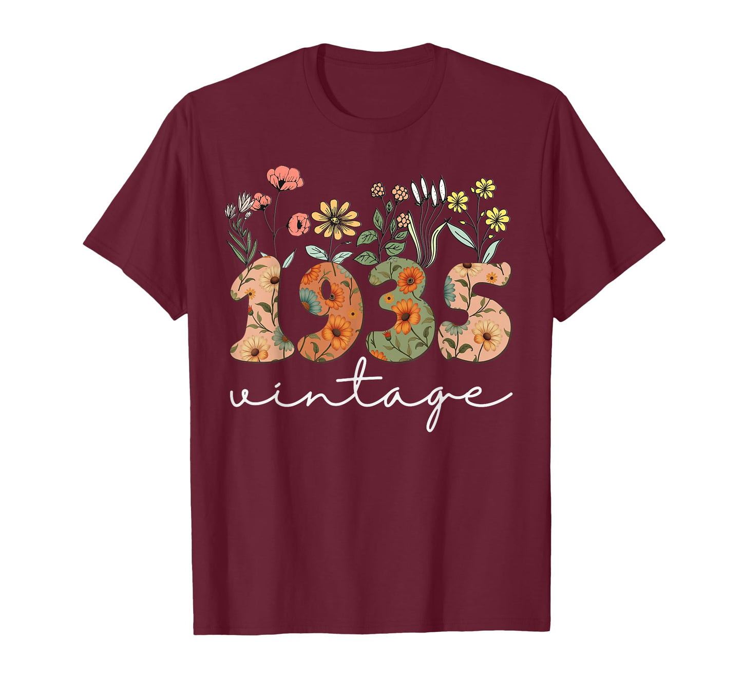 90 Years Old Vintage 1935 90th Birthday Tee Wildflower Women T-Shirt