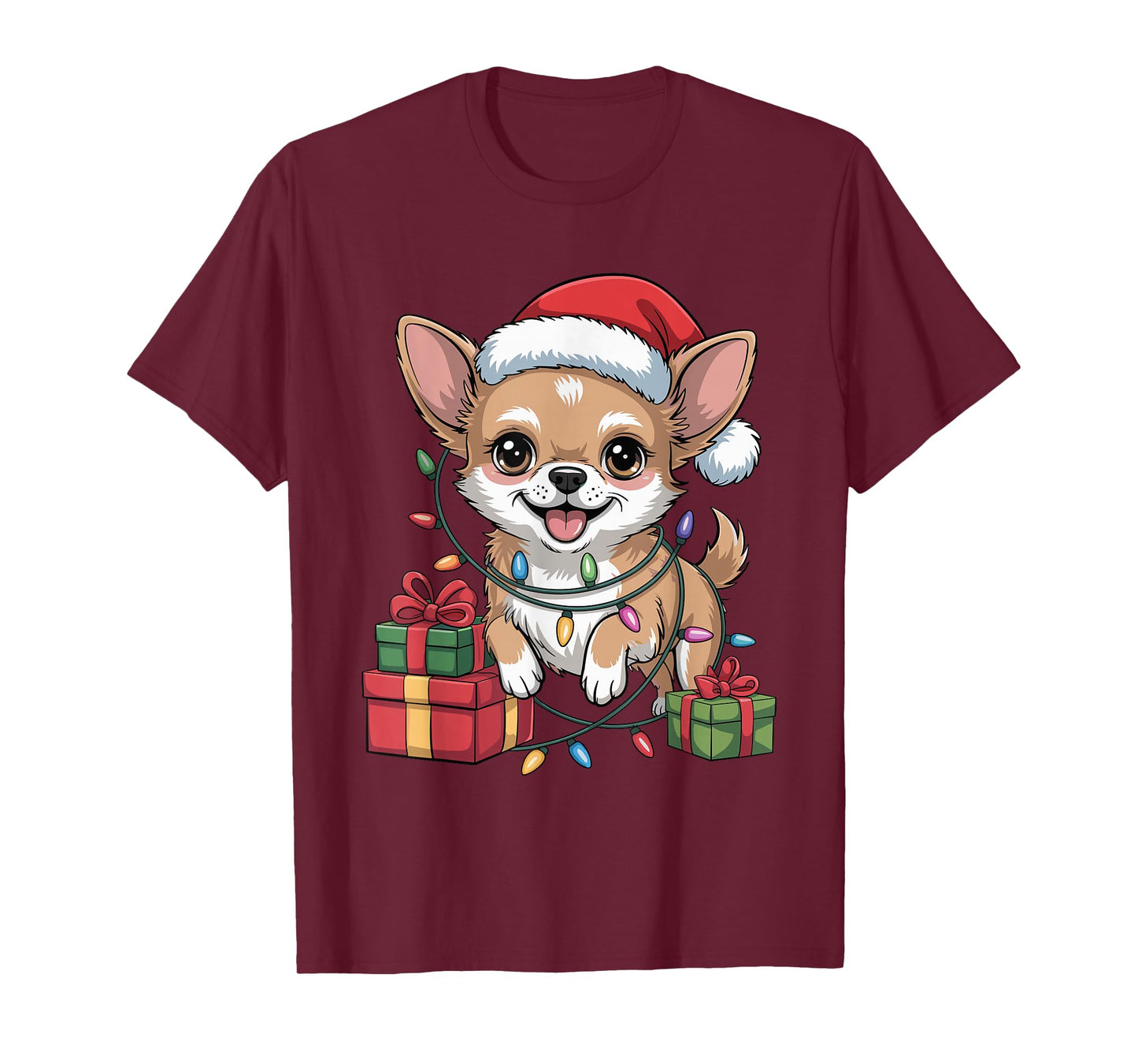 Cute Chihuahua Santa Hat Christmas Xmas Dog Lovers Holiday T-Shirt
