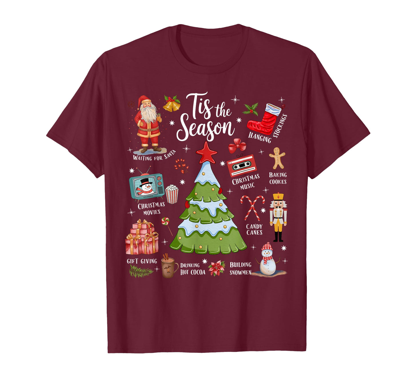 Tis The Season Christmas, Drink Hot Cocoa, Waiting for Santa T-Shirt