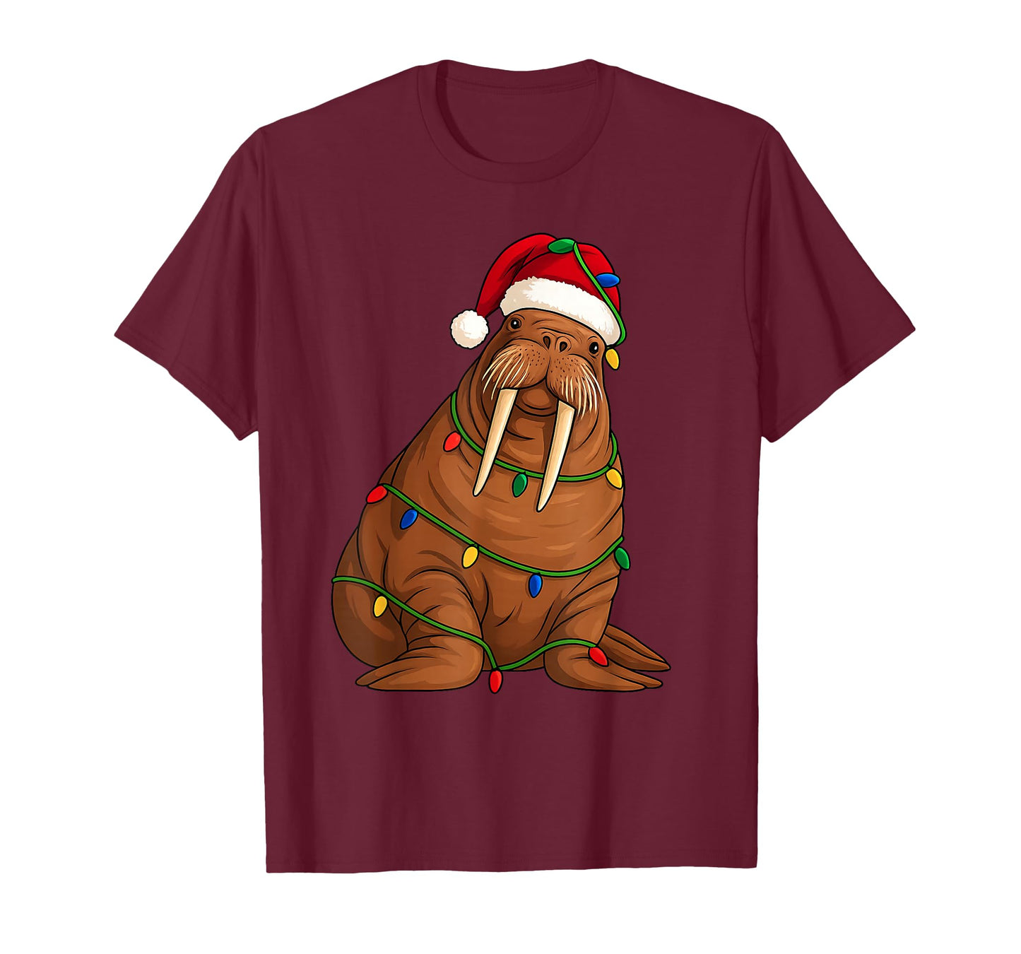 Walrus Christmas Tree Lights Holiday Animal Lover T-Shirt