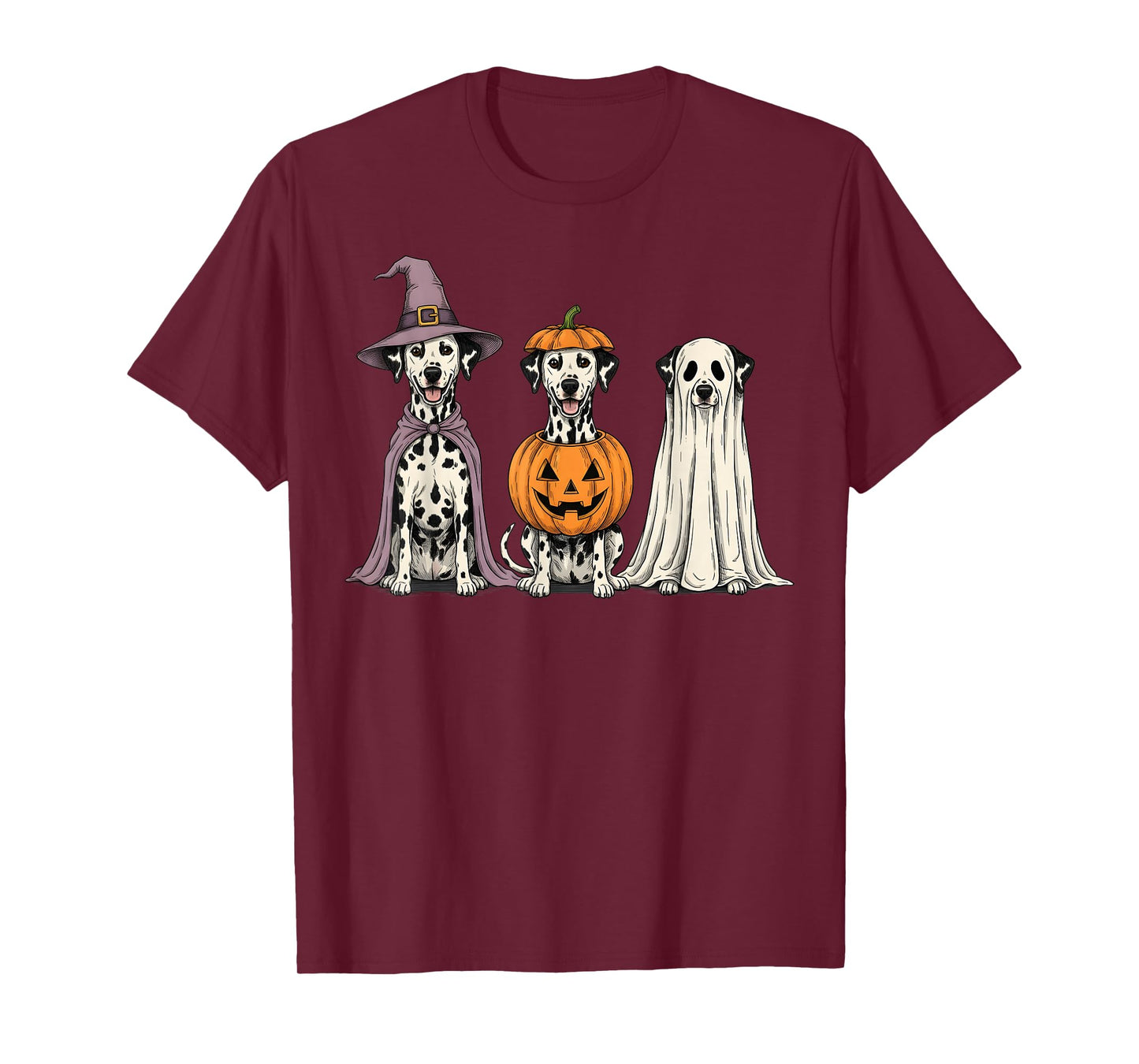 Spooky Ghost Dalmatian Pumpkin Halloween Dog Lover T-Shirt