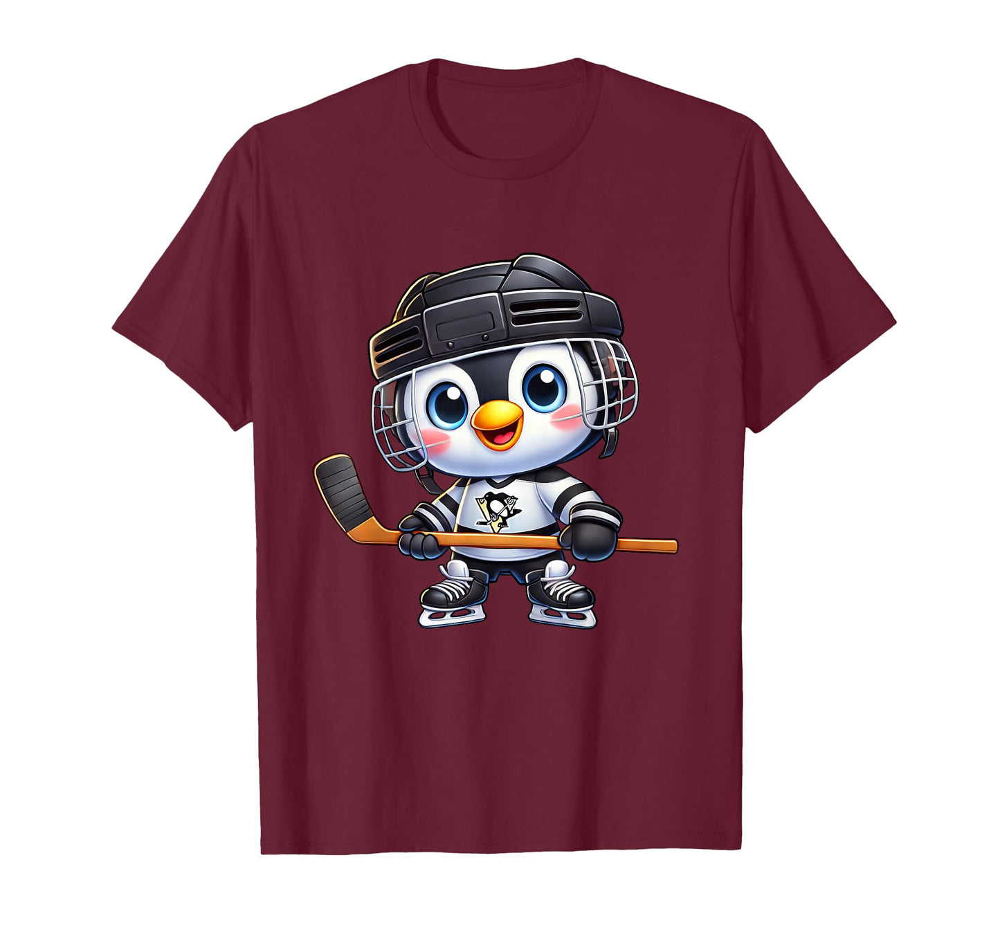 Cartoon Penguin Hockey Player Ice Hockey T-Shirt