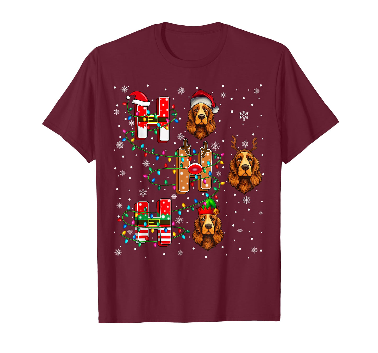 Ho Ho Ho Santa Hat Elf Matching Cocker Spaniel Dog Xmas T-Shirt