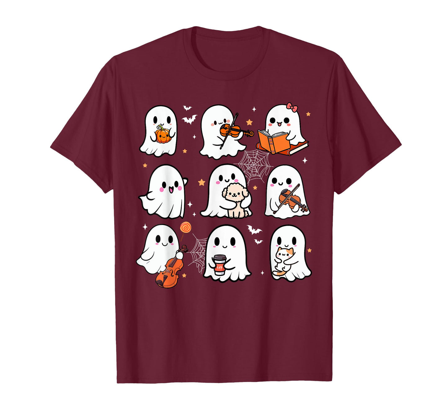 Boo Activities Halloween Playing Violin Book Cat Dog Lover T-Shirt