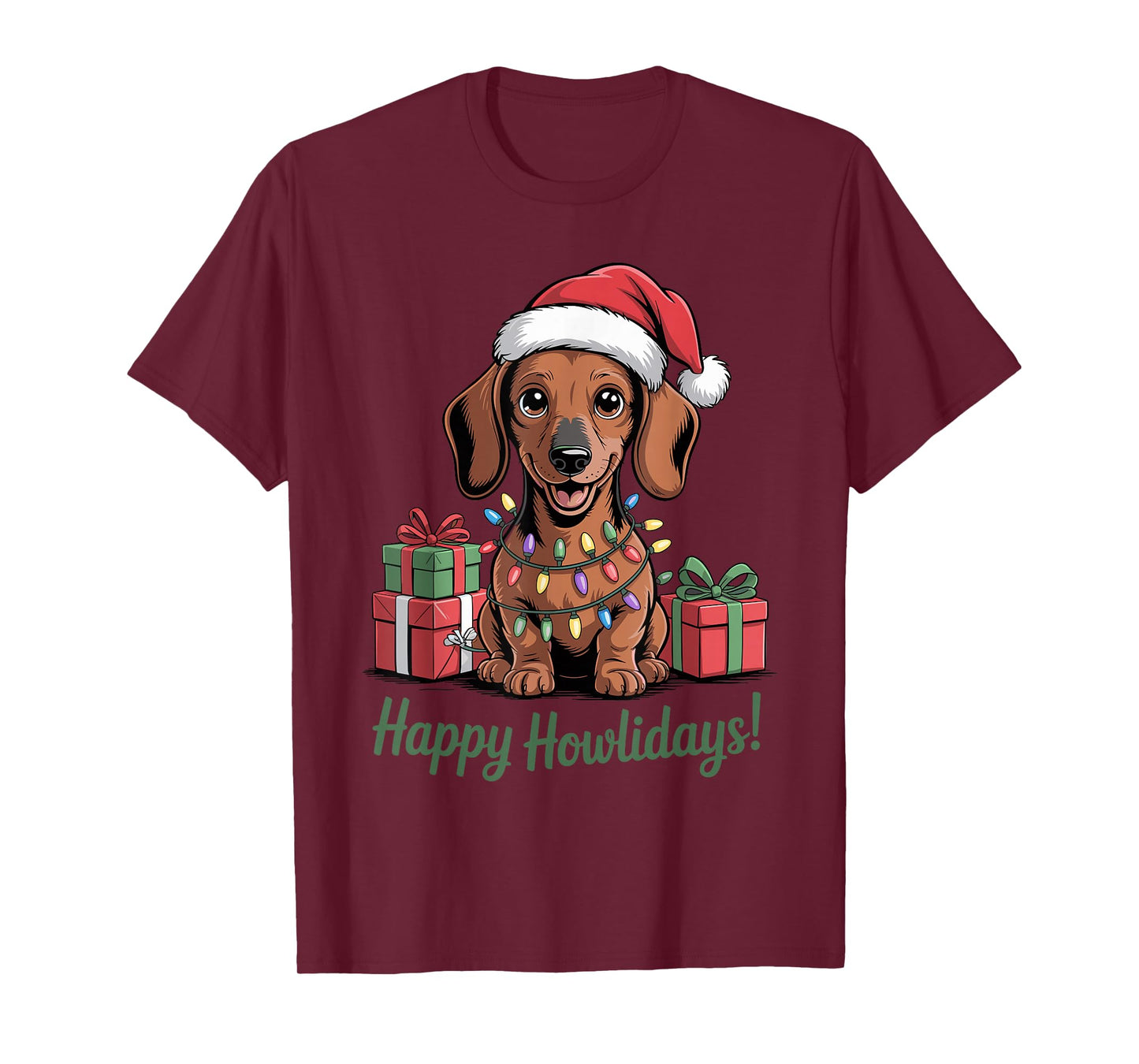 Cute Dachshund Santa Hat Christmas Xmas Dog Lovers Holiday T-Shirt