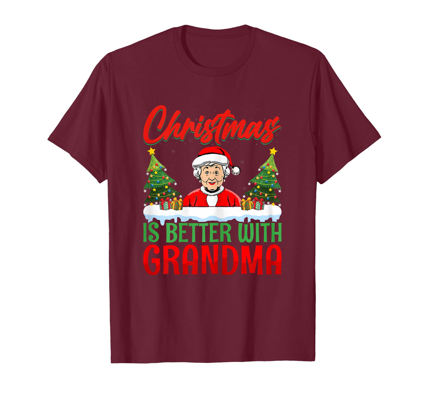 Christmas is Better with Grandma Xmas Tree Santa Grandmother T-Shirt