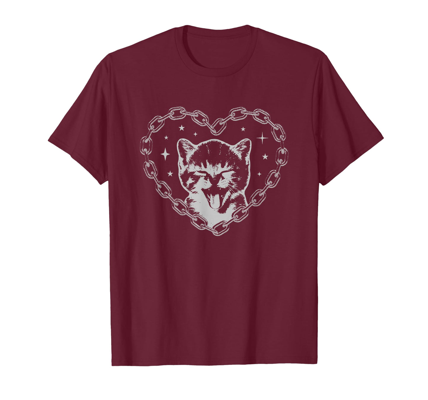 Cute Y2K Cat Chain Heart Emo Goth 90s 2000s Vintage Graphic T-Shirt