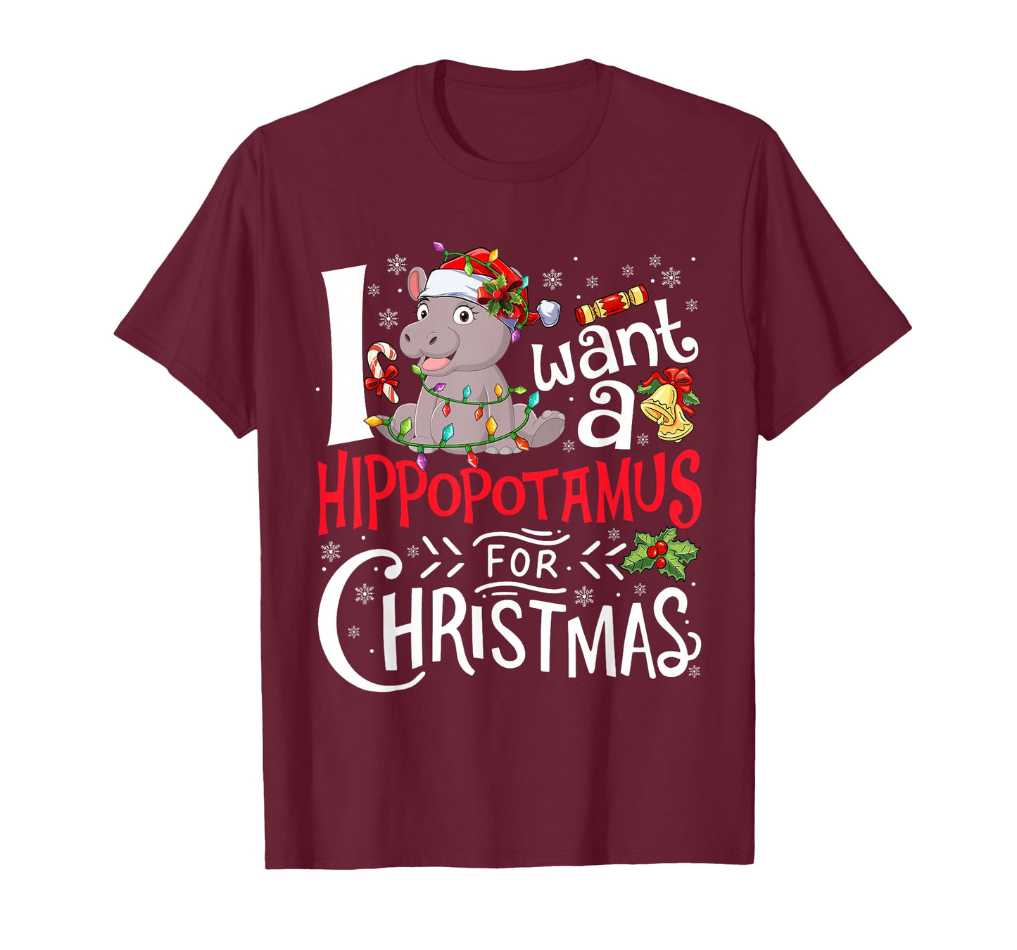 I Want A Hippopotamus for Christmas Xmas Hippo for Kid Women T-Shirt