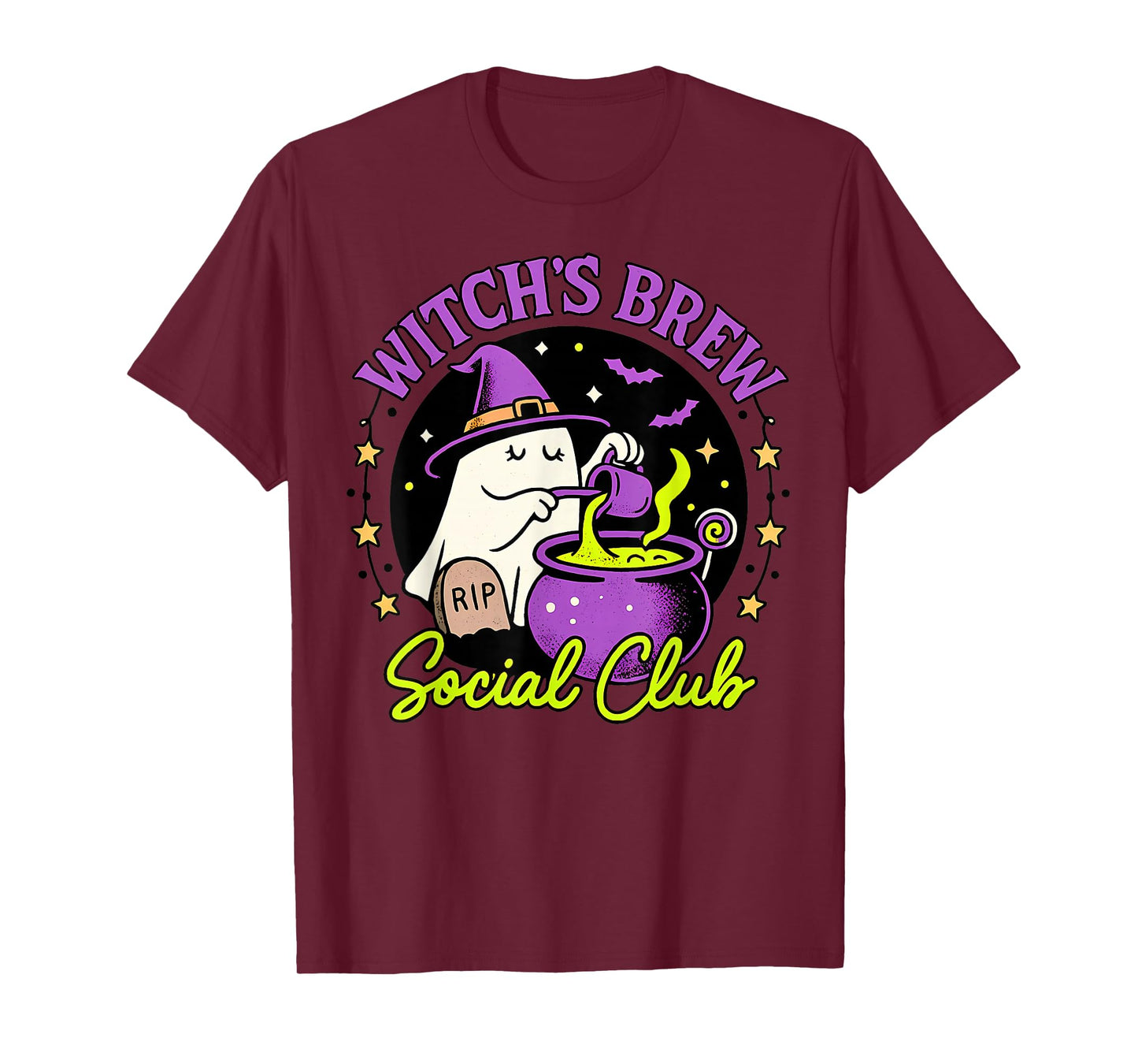 Witch’s Brew Halloween Ghost Cauldron Funny Social Club T-Shirt