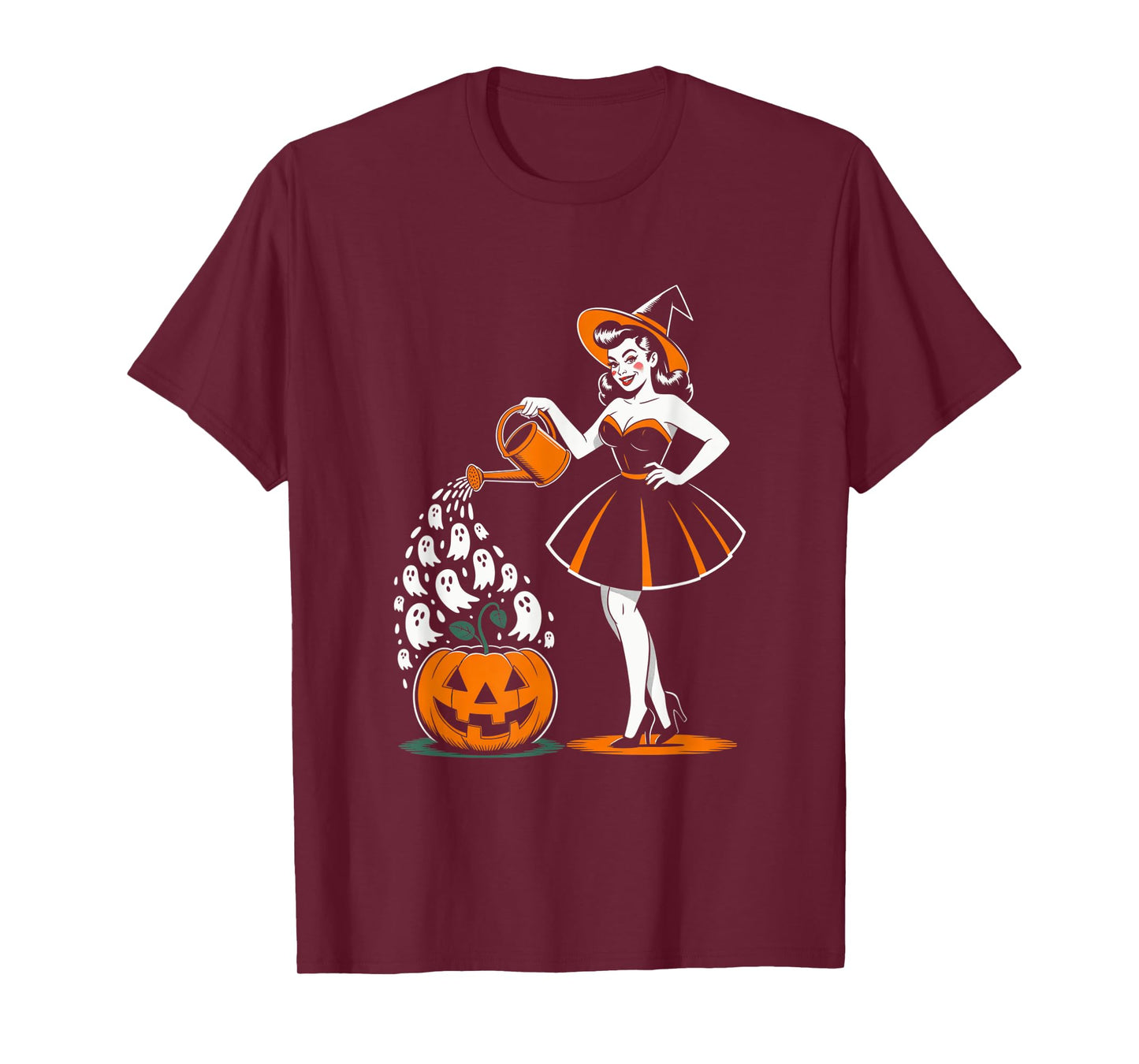 Retro Halloween Pinup Witch 1950s Style Spooky Pin-Up Girl T-Shirt