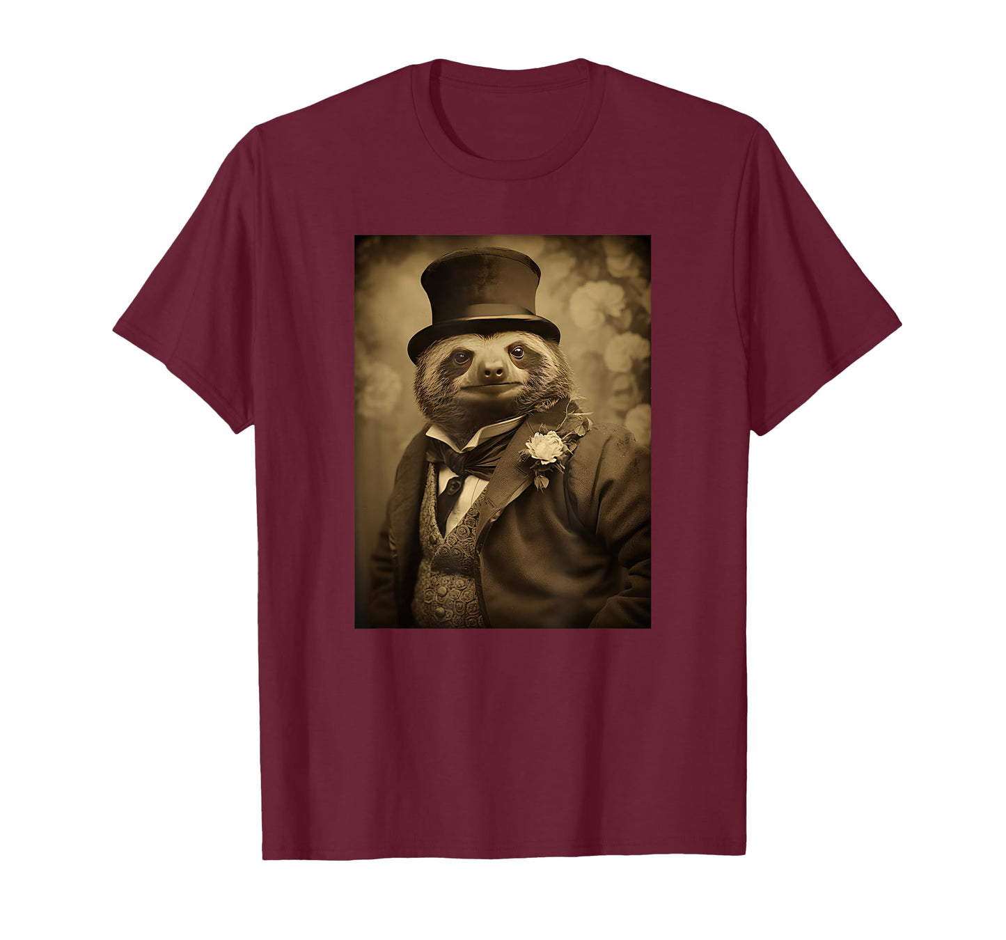 Funny Sloth Photo Victorian Animal Portrait Vintage Sloth T-Shirt