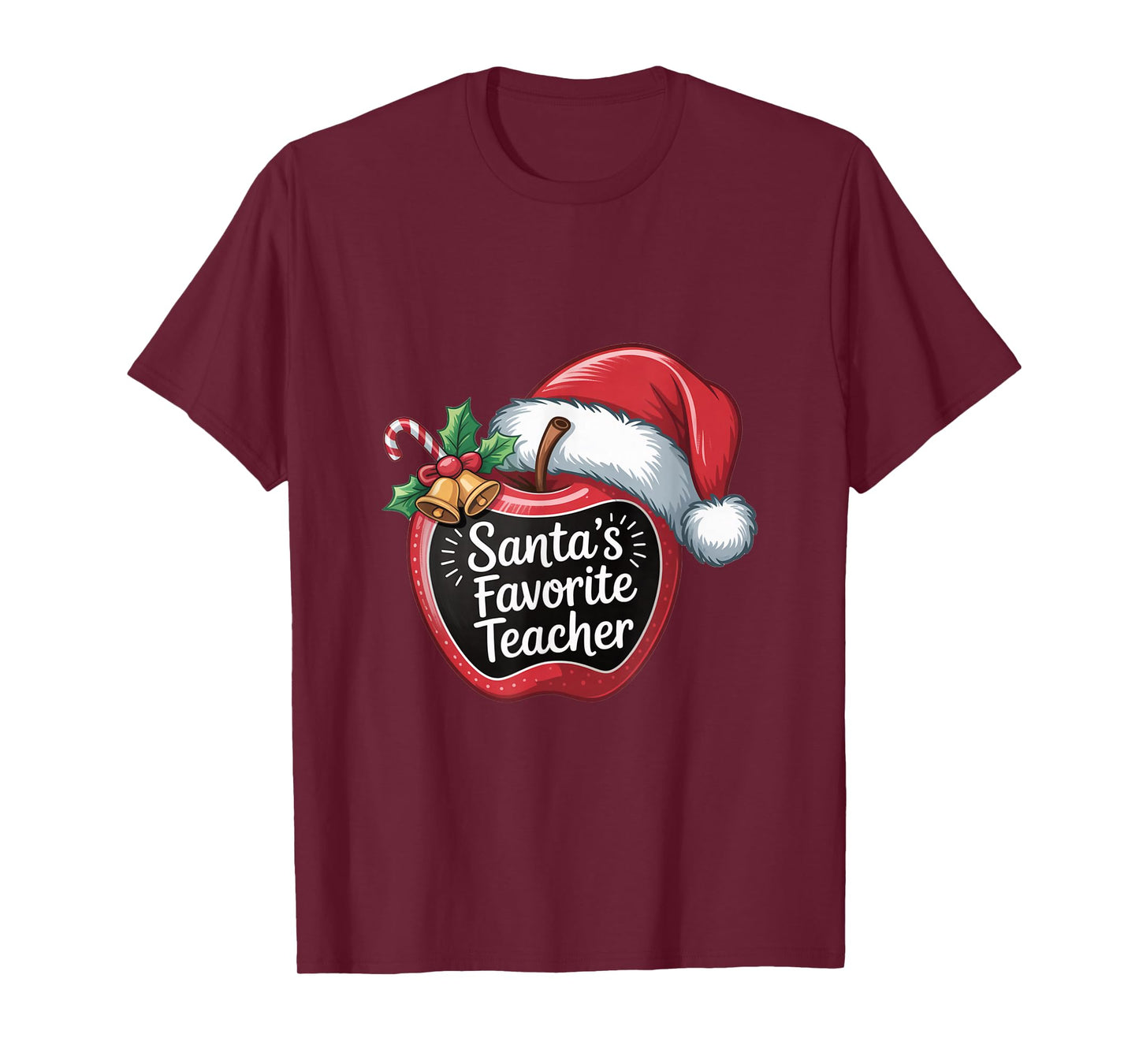 Santa’s Teacher Apple Holiday Design T-Shirt