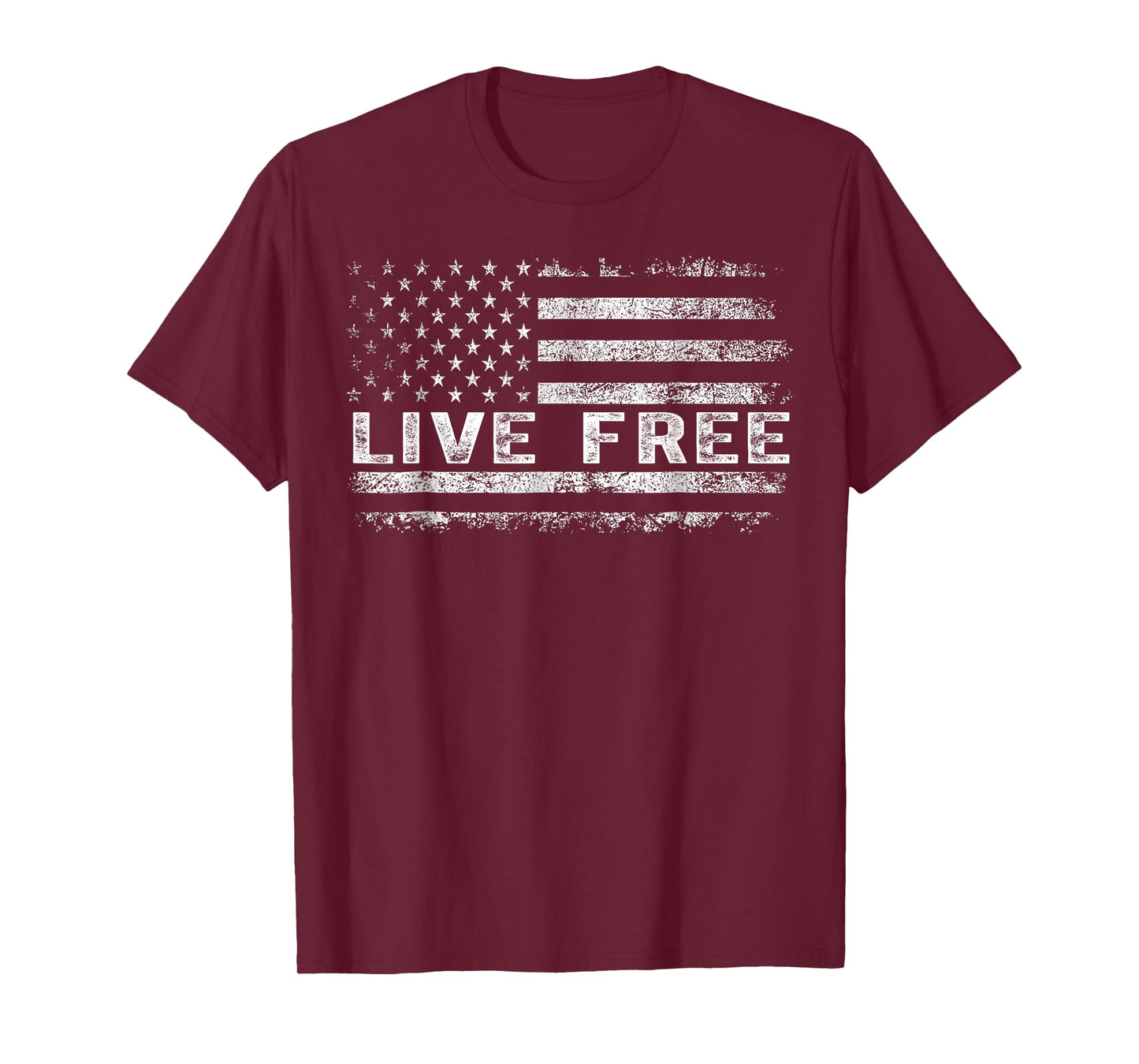 Live Free Shirt – Vintage Distressed USA Flag Graphic Tee T-Shirt