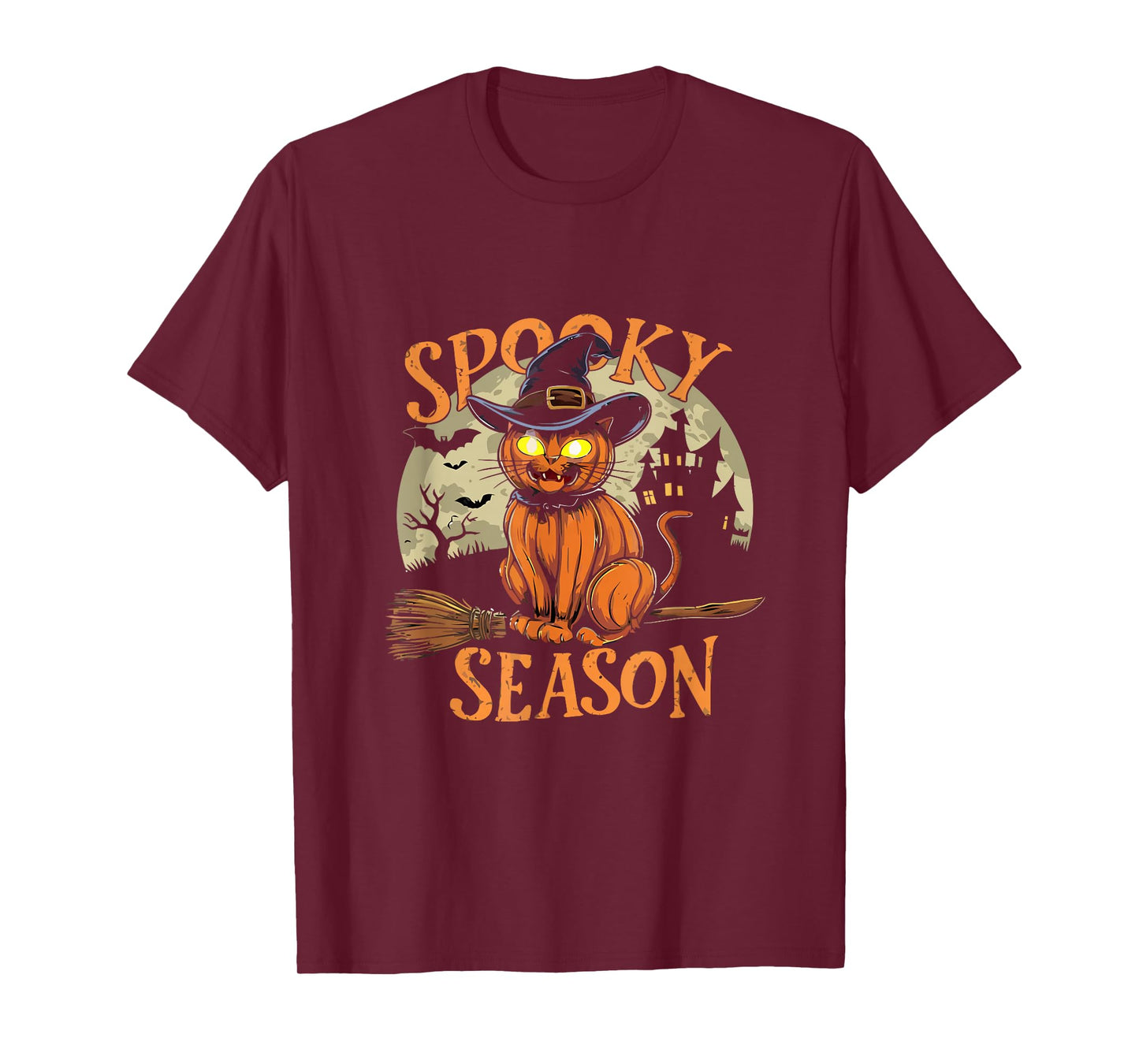 Retro Black Cat Witch Scary Halloween Women Men Kids T-Shirt