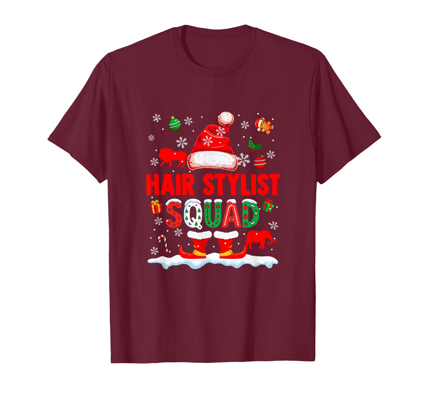 Hair Stylist Squad Men Job Christmas Santa Costume Bow Tie T-Shirt