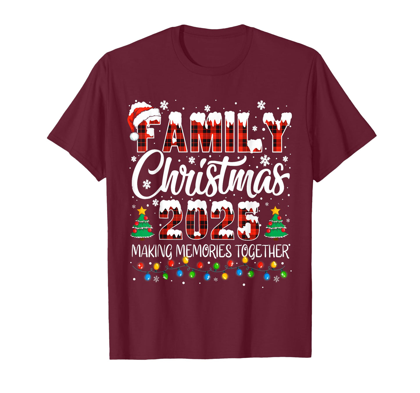 Family Christmas 2025 Matching Squad Santa Red Plaid Xmas T-Shirt