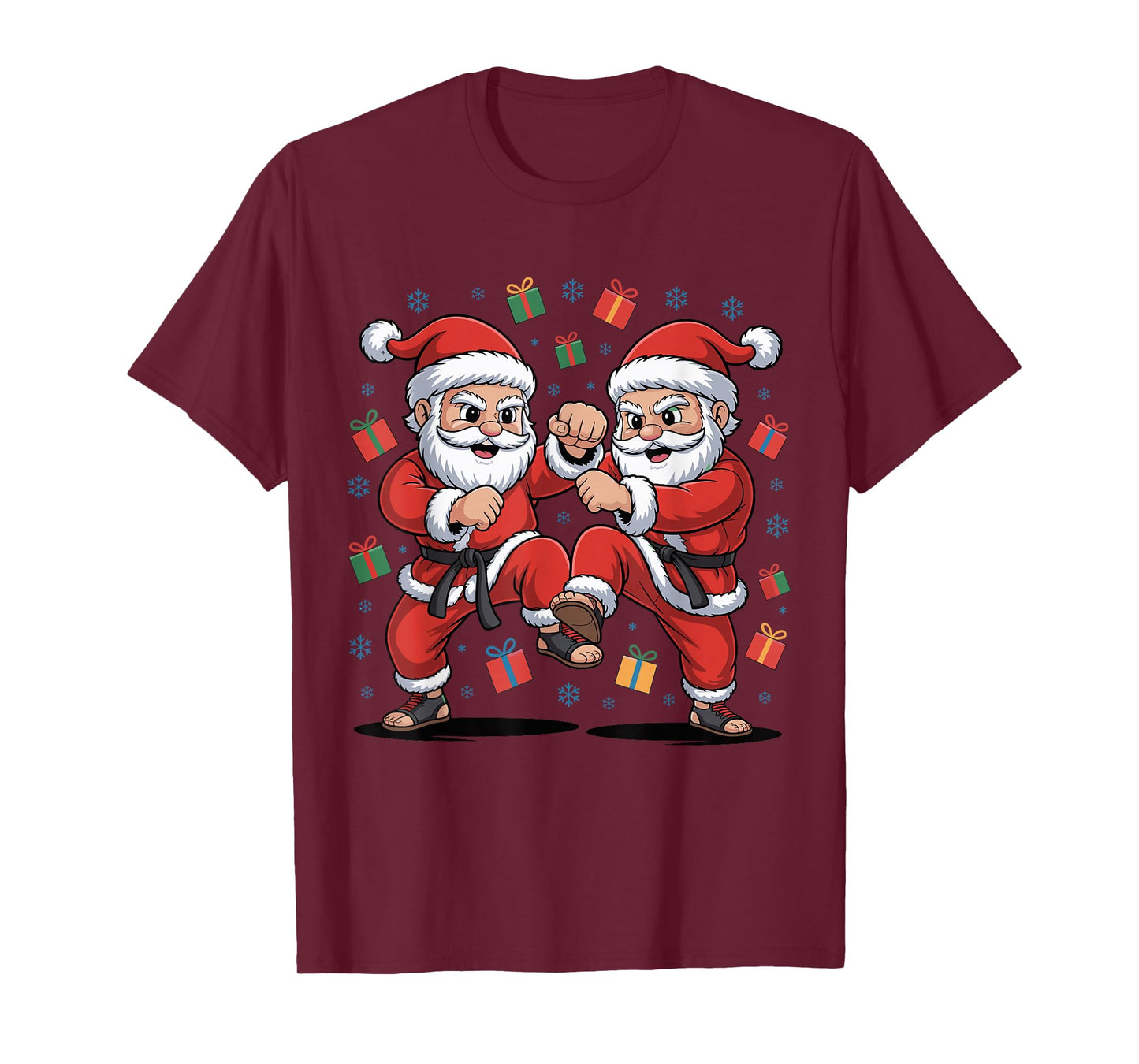 Funny Santa Playing Karate Martial Art Christmas Xmas Pajama T-Shirt