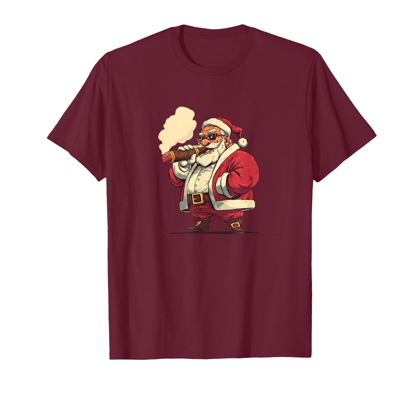 Funny Cartoon Santa with Big Cigar Look T-Shirt