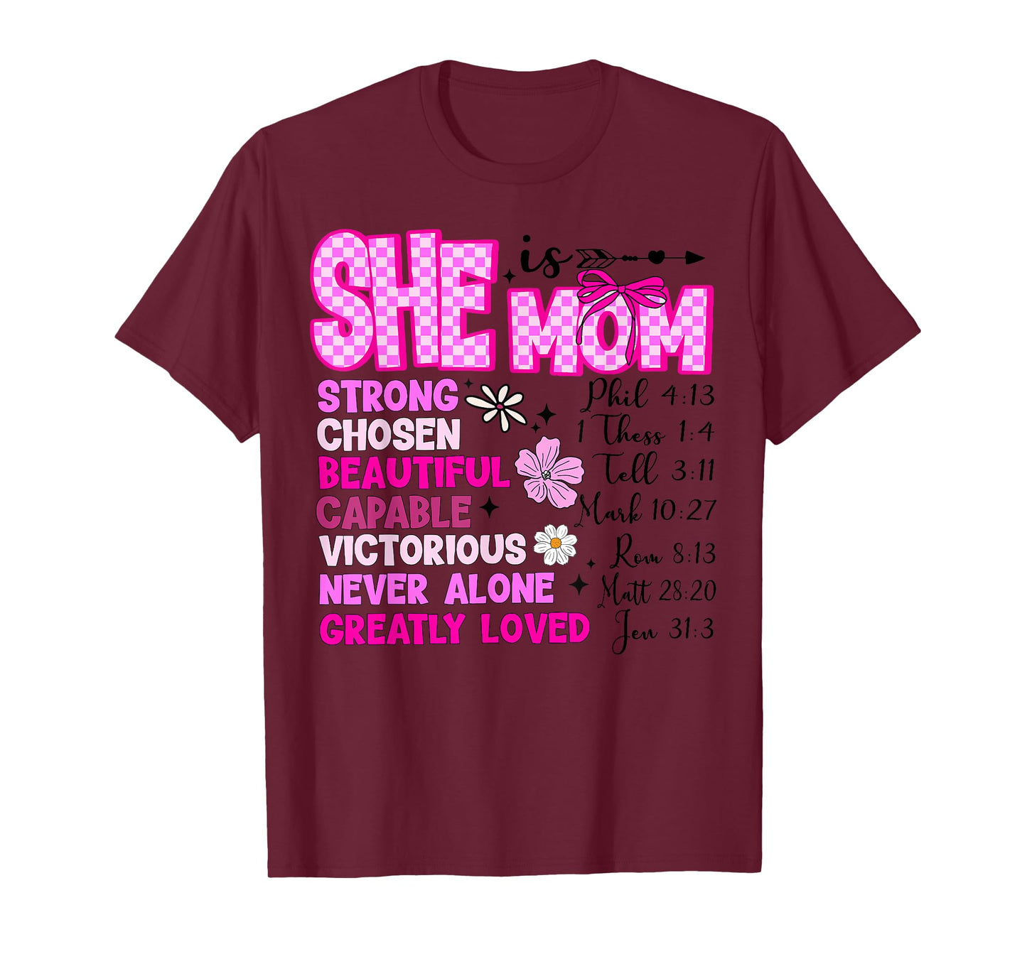 She Is Mom Christian Mother's Day Jesus Mama Religious Women T-Shirt