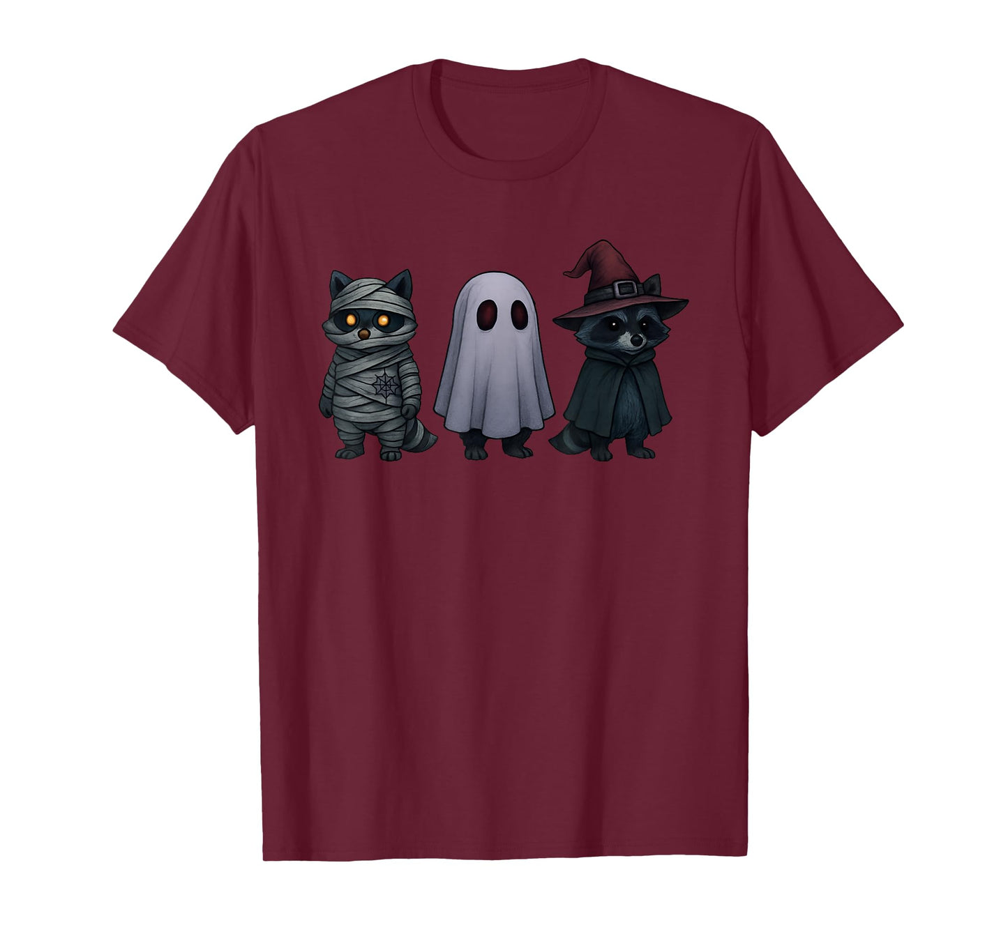 Spooky and Feral Funny Witch Ghost Raccoon Halloween Costume T-Shirt