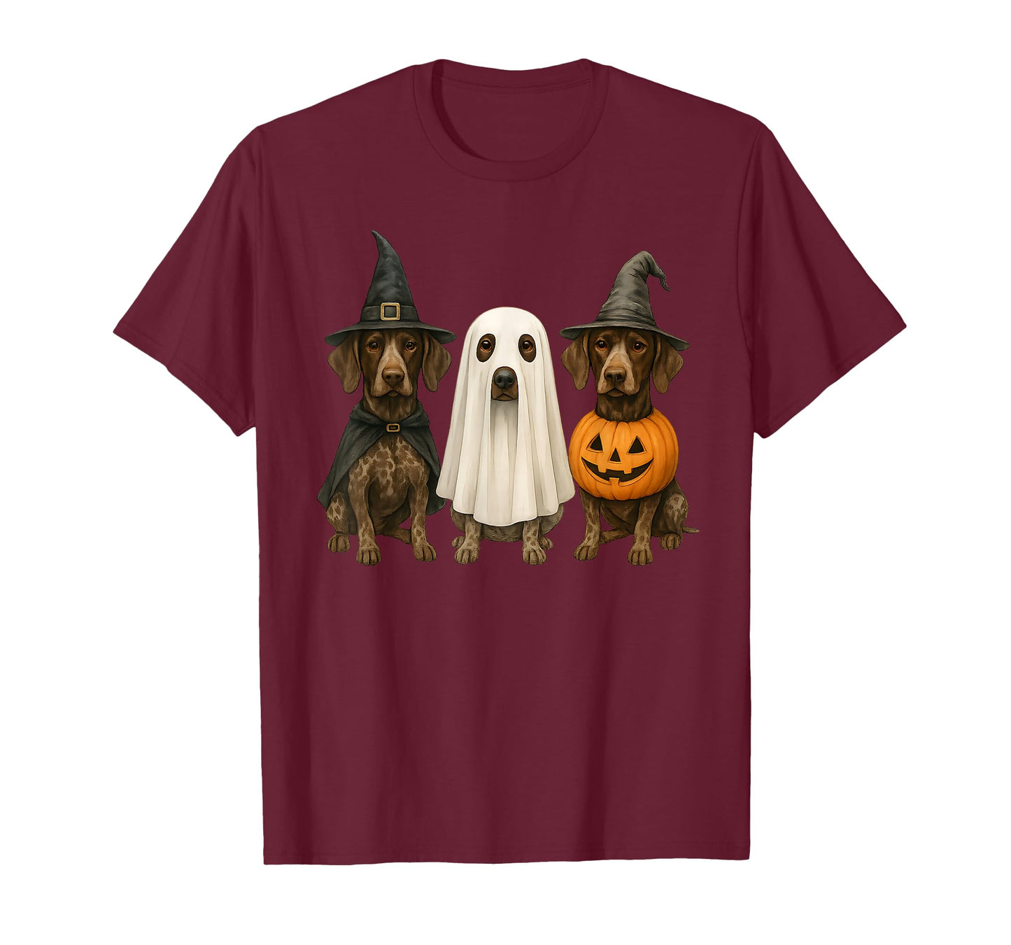 German Shorthaired Pointer Halloween Dog Witch Ghost Pumpkin T-Shirt