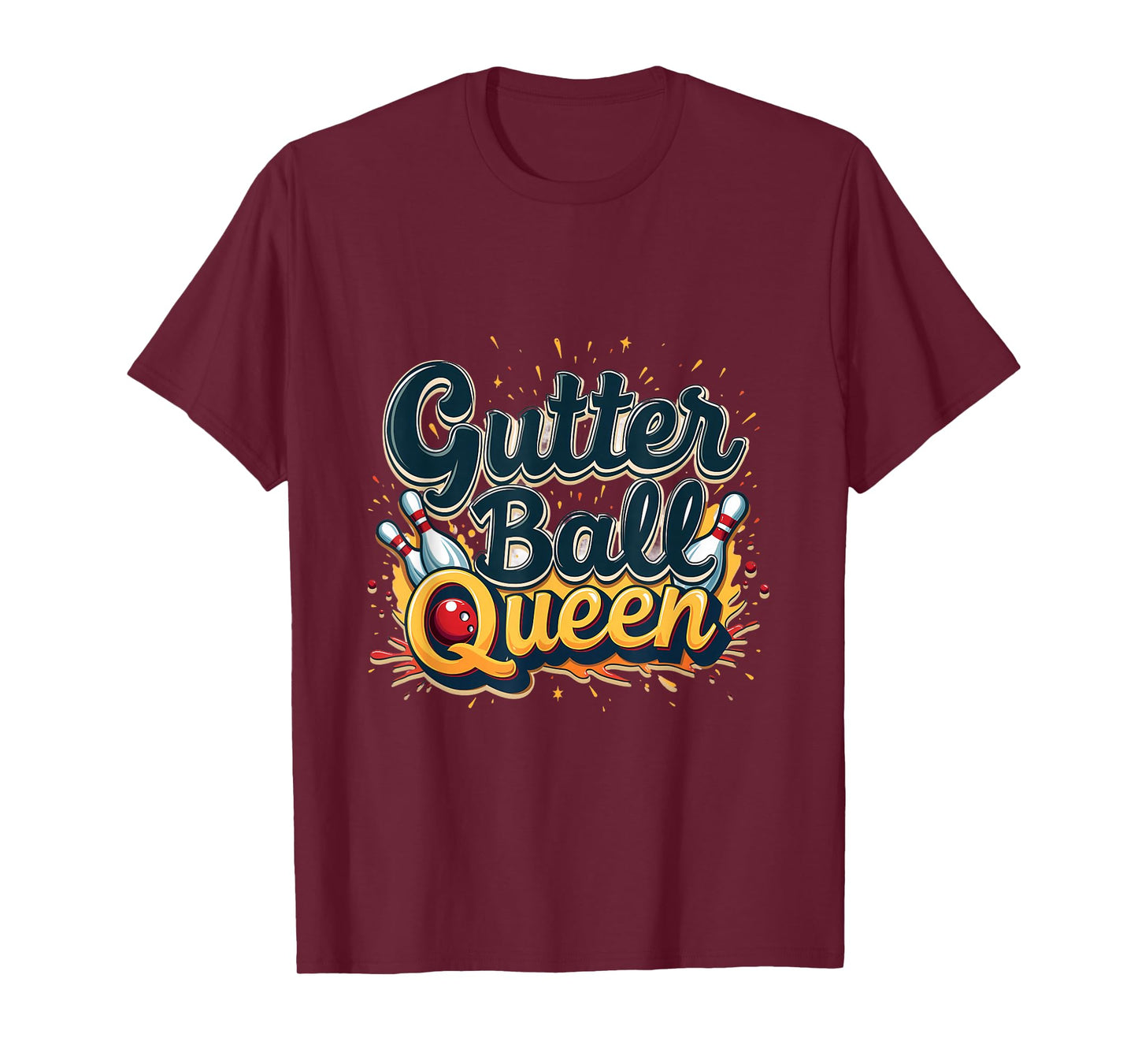 Gutter Ball Queen Funny Bowling Enthusiast T-Shirt