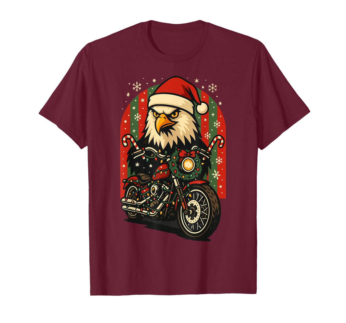 Christmas Eagle Motorcycle Rider Design T-Shirt