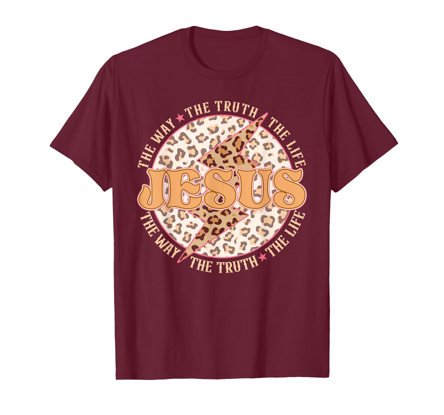 Jesus The Way Truth Retro Groovy Lightning Leopard Women Men T-Shirt