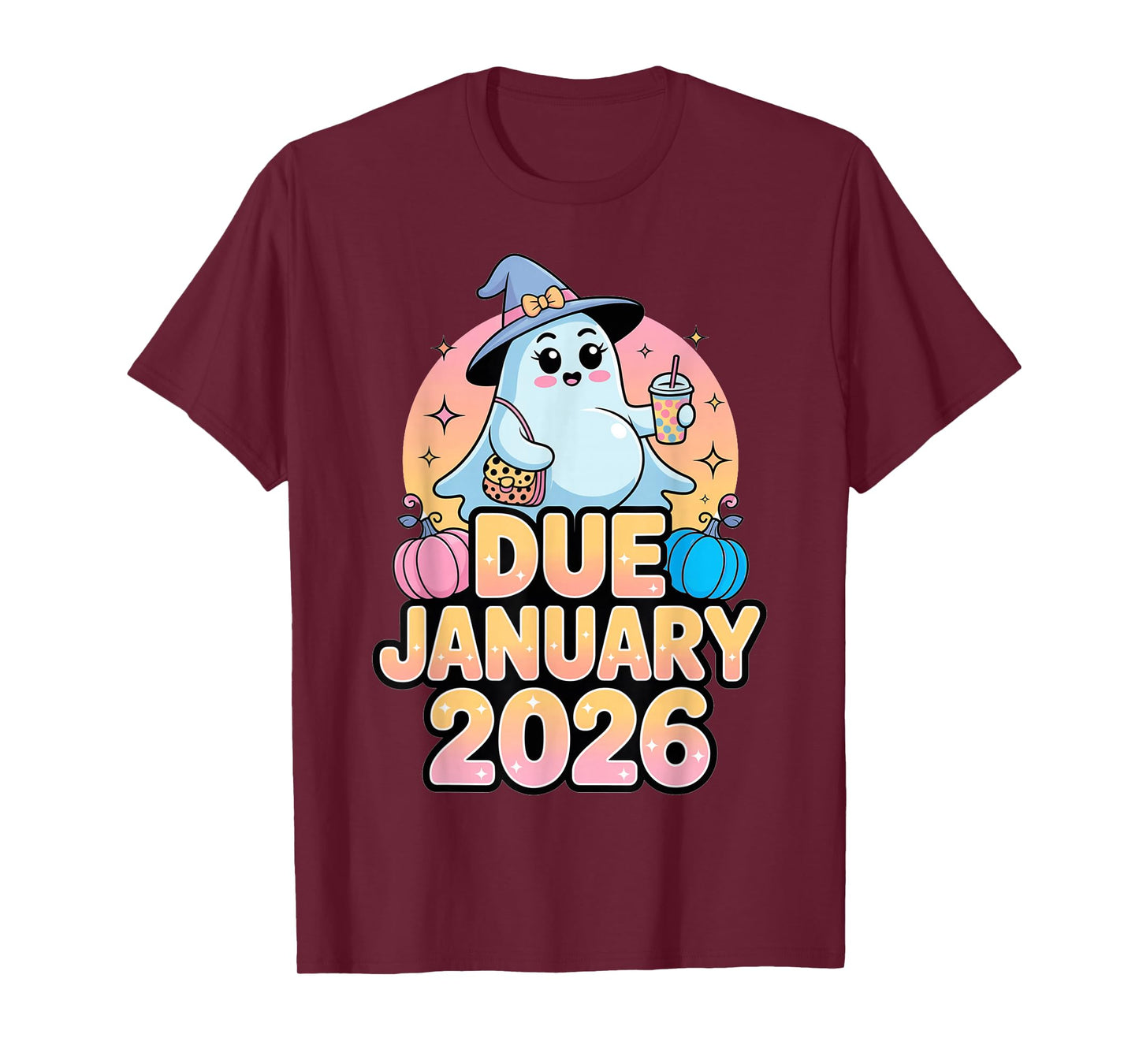 Halloween Pregnant Due January 2026 Mama Ghost Baby Mom T-Shirt