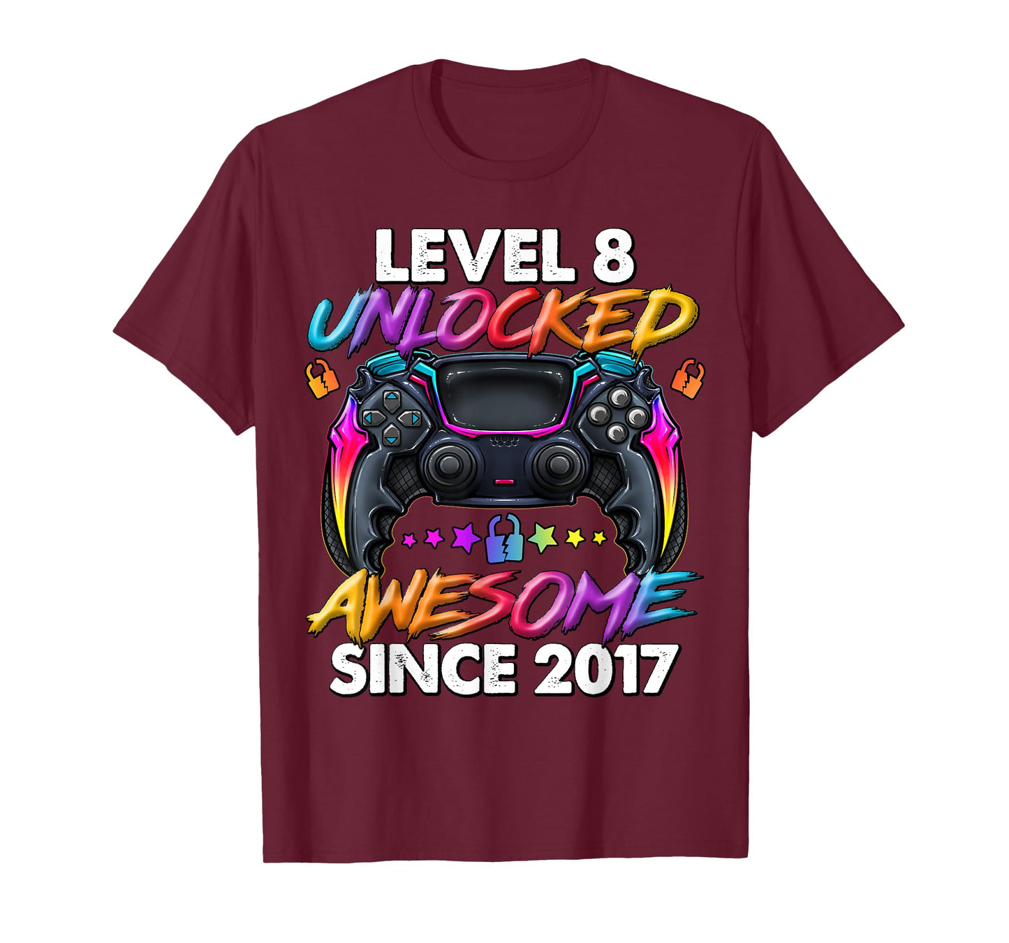 Level 8 Unlocked 8 Year Old Gifts Boys 8th Birthday Boy T-Shirt