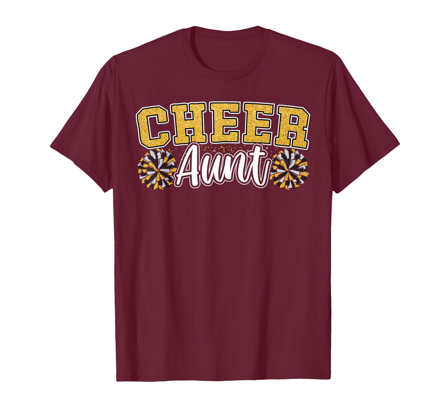 Loud Proud Cheer Aunt Team Yellow Pom Poms Cheerleader Women T-Shirt