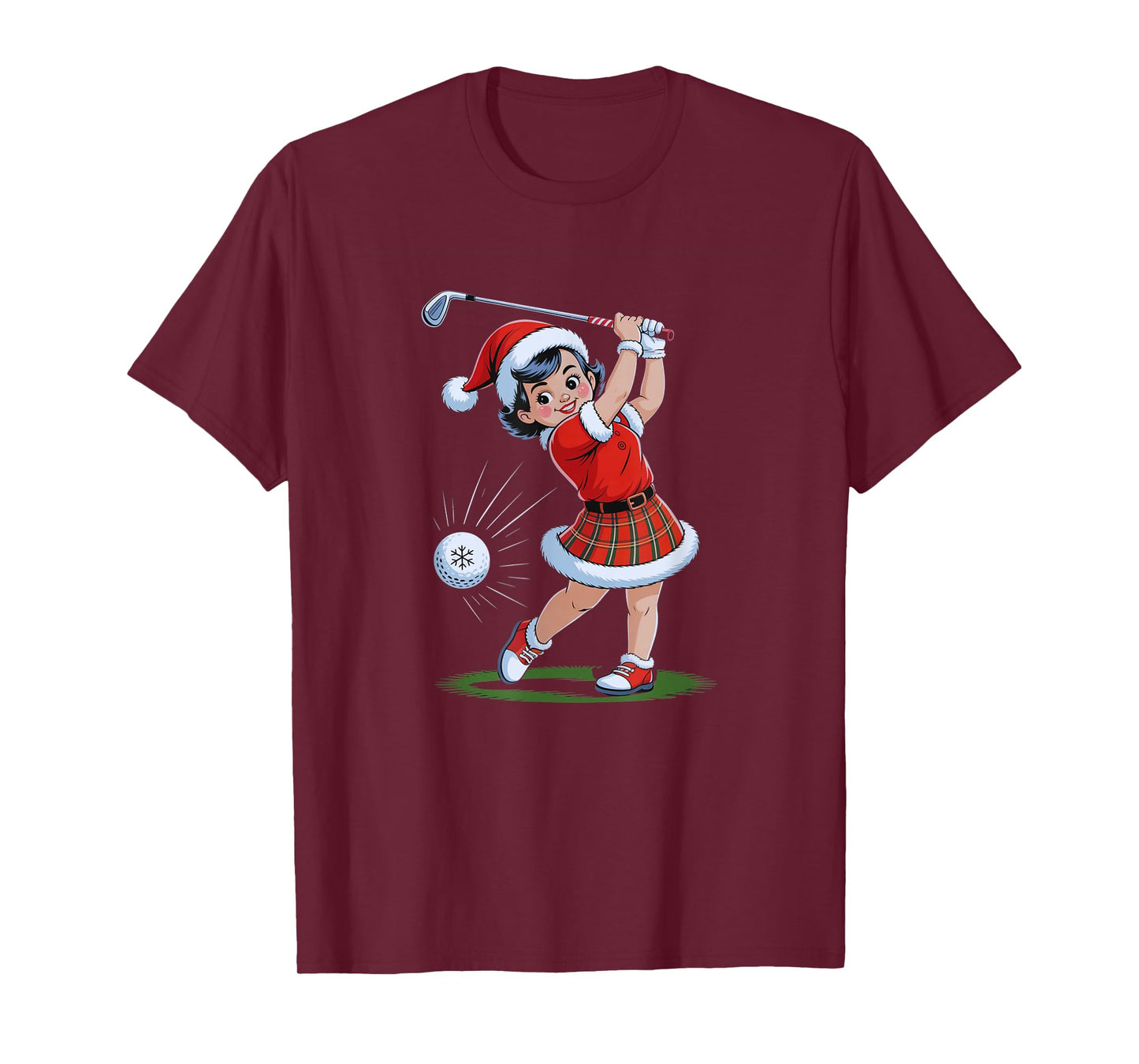 Christmas Golf Vintage Santa Girl Funny Holiday Golfer T-Shirt