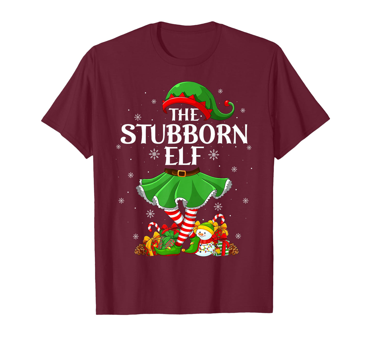 Stubborn Elf Christmas Family Elf Squad Xmas Girls Women T-Shirt