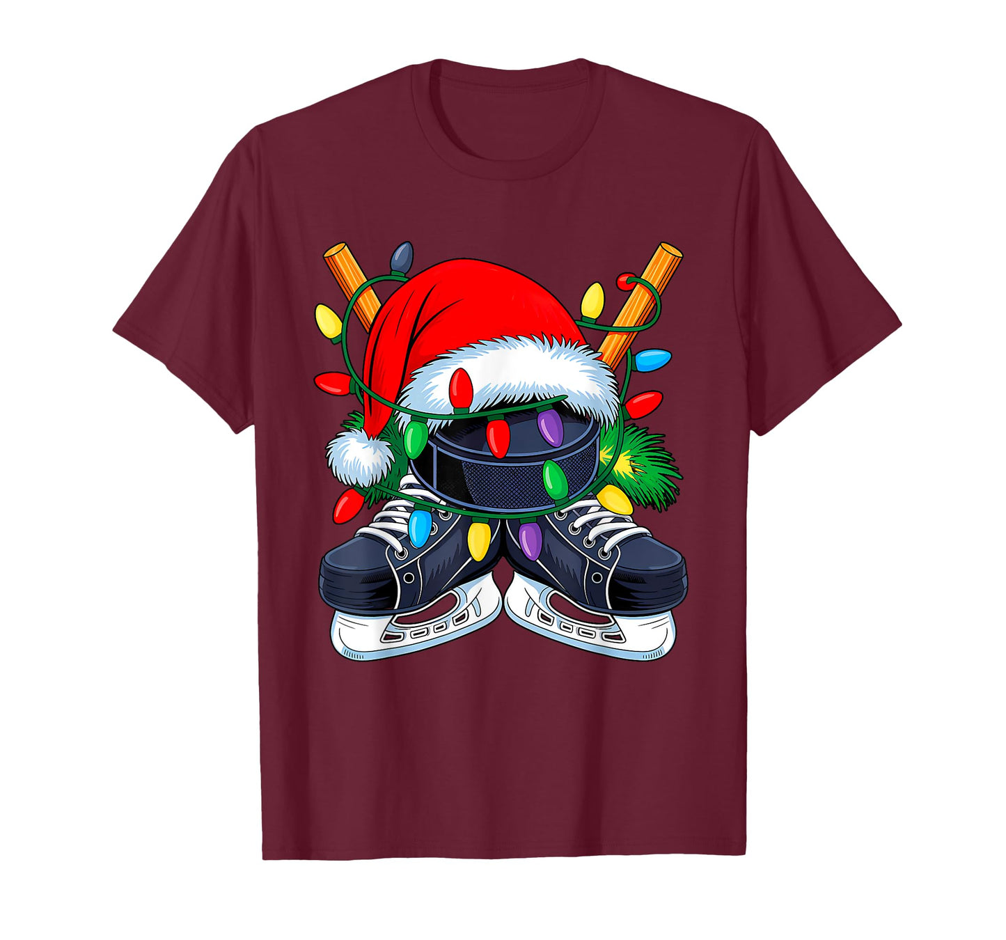 Christmas Hockey Xmas Santa Sports Hat Mens Womens Kids T-Shirt