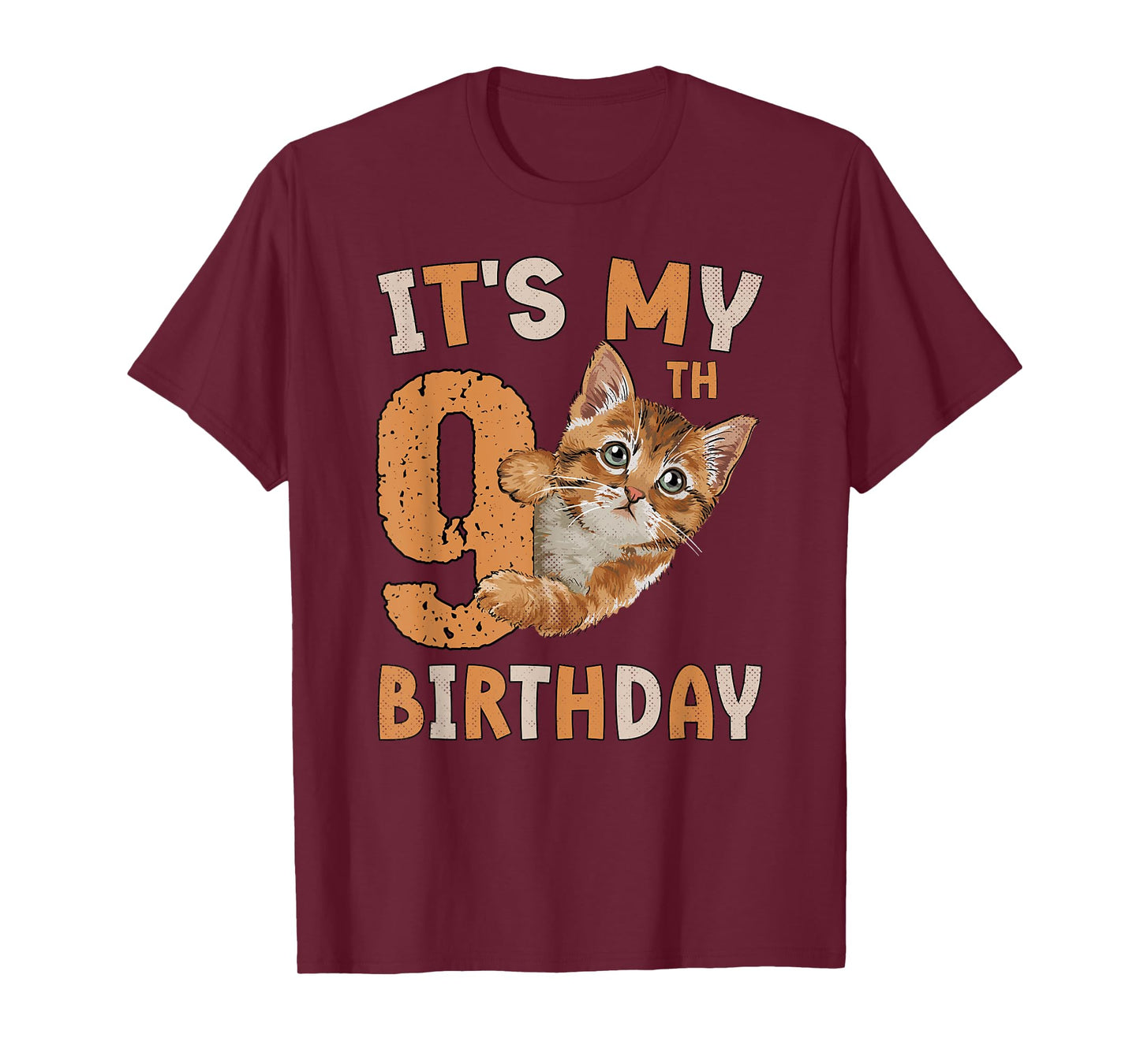 It's My 9th Birthday Cat Lover 9 Years Old Birthday Vintage T-Shirt for Men Women Girls Kids