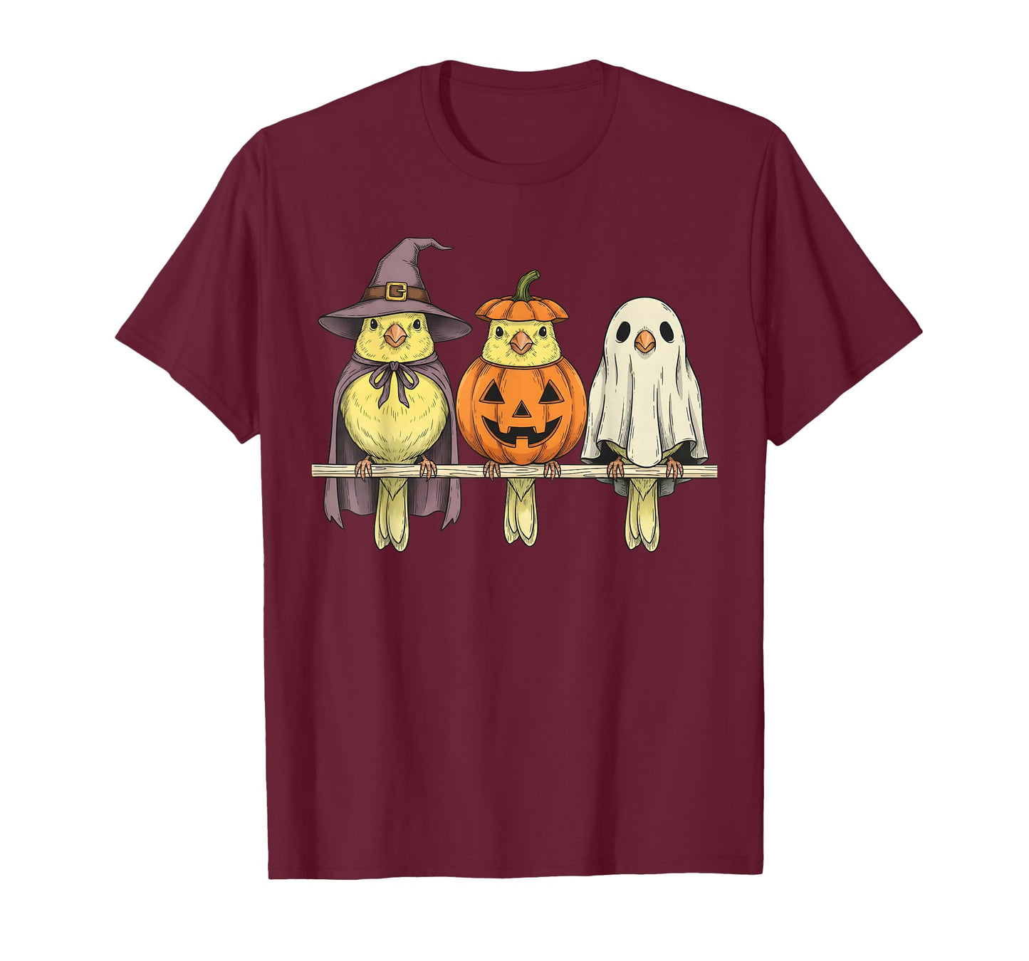 Spooky Ghost Yellow Canary Bird Lover Pumpkin Halloween T-Shirt