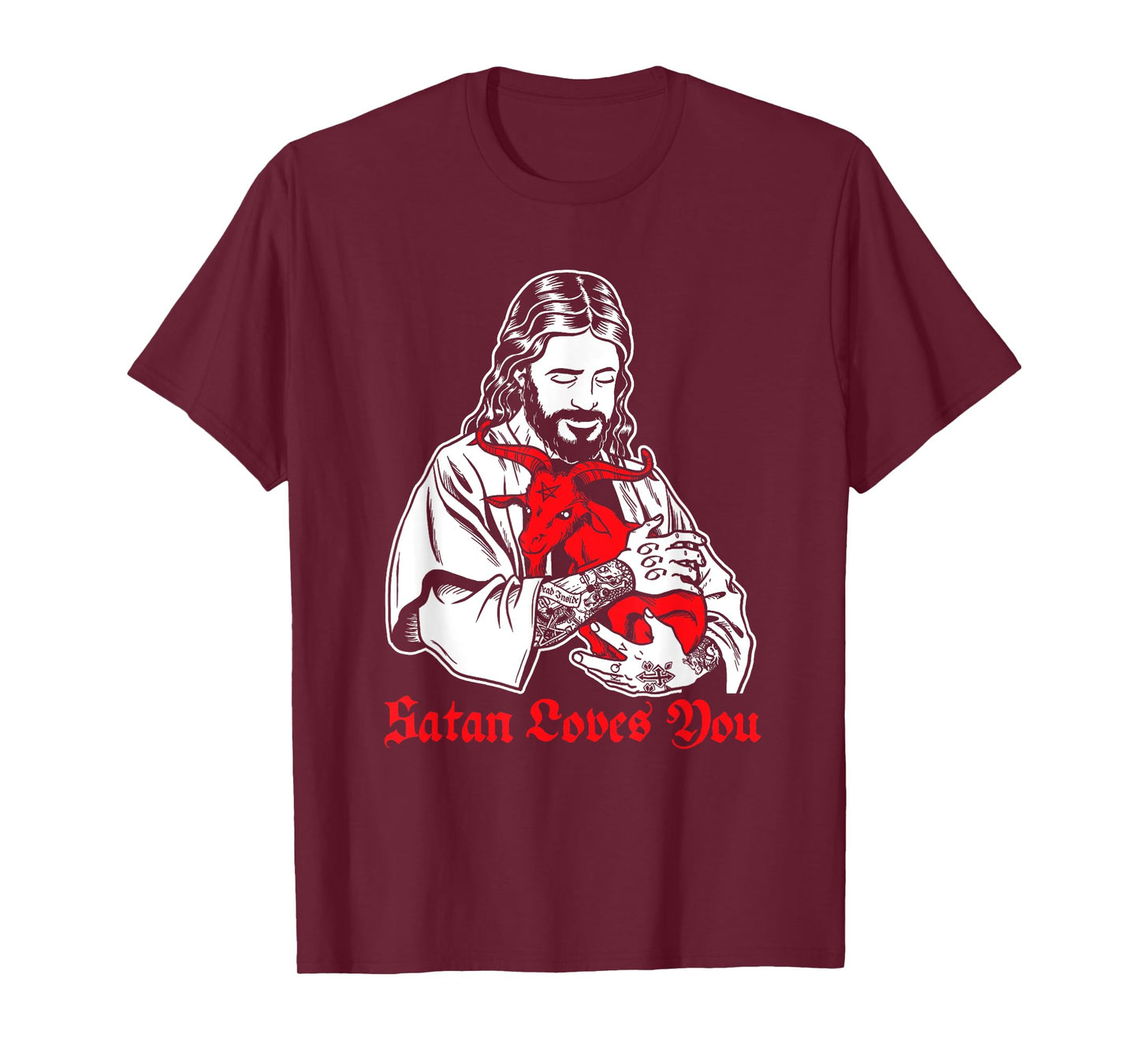 Satan Loves You and Jesus Know it T-Shirt Baphomet