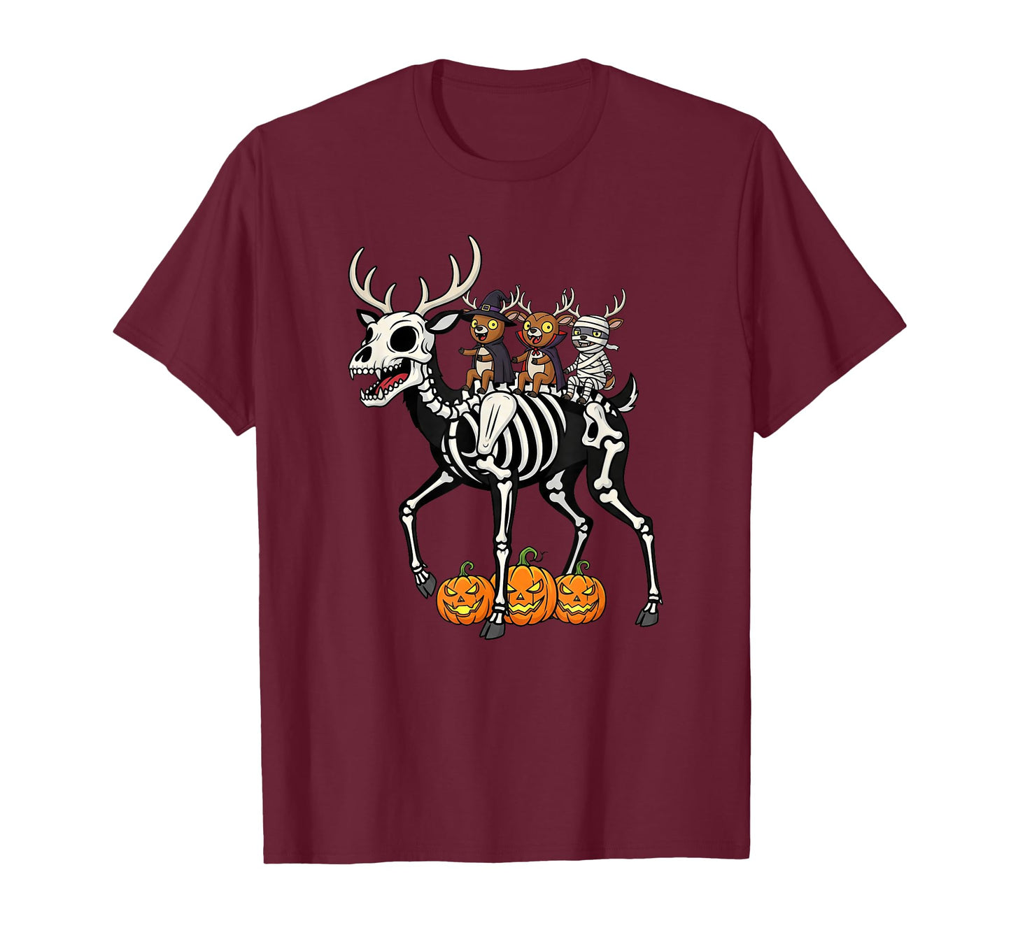 Funny Deer Skeleton Mummy Witch Halloween Kids Mens Womens T-Shirt