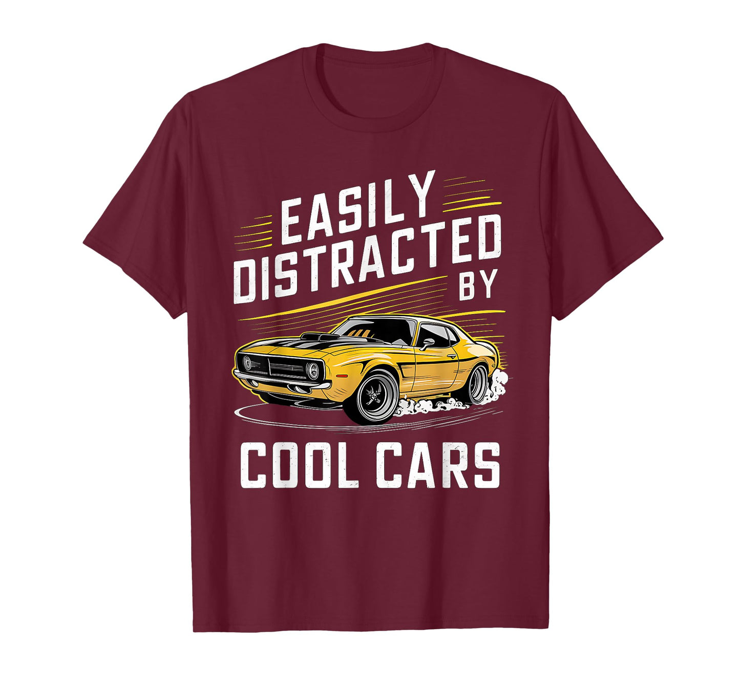 Mens Boys Vintage Muscle Car Easily Distracted by Cool Cars T-Shirt