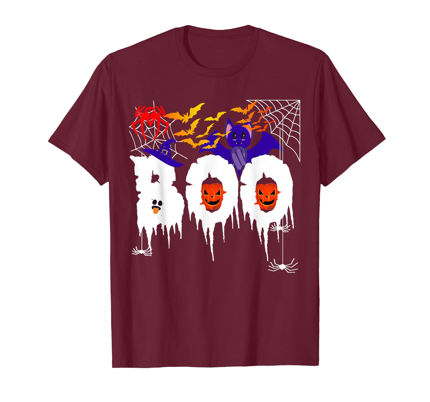 Child Girl Man Woman Cute Spider Bat Witch Ghost Saying Boo T-Shirt