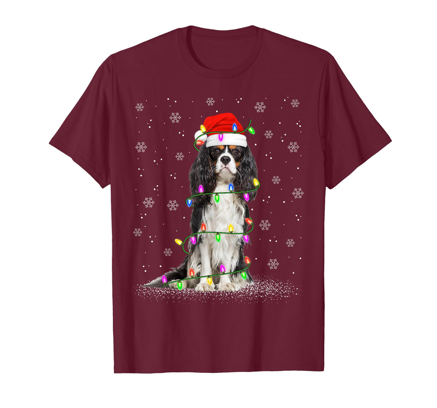 Cavalier King Charles Spaniel Dog Christmas Lights Dog Xmas T-Shirt