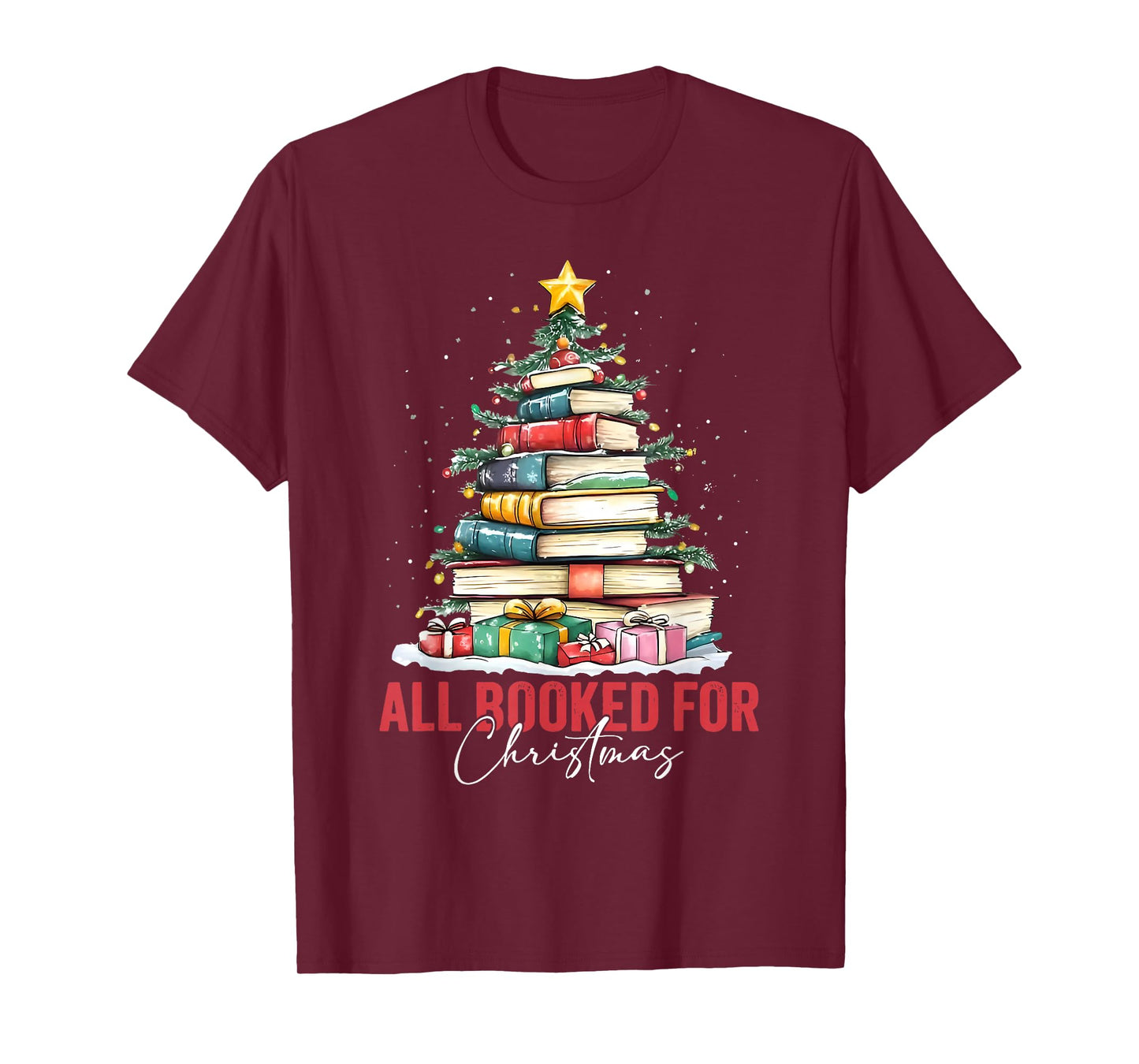 All Booked for Christmas Xmas Tree Teacher Holiday Pajamas T-Shirt