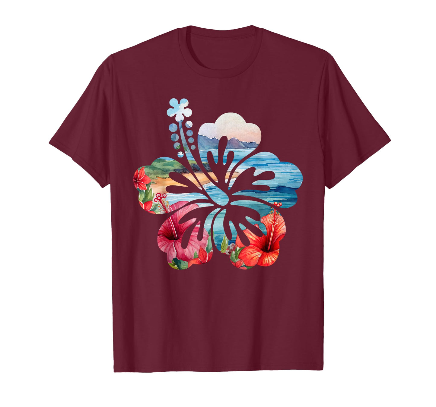 Vintage Hibiscus Flower Beach Summer Aloha Hawaiian Vacation T-Shirt