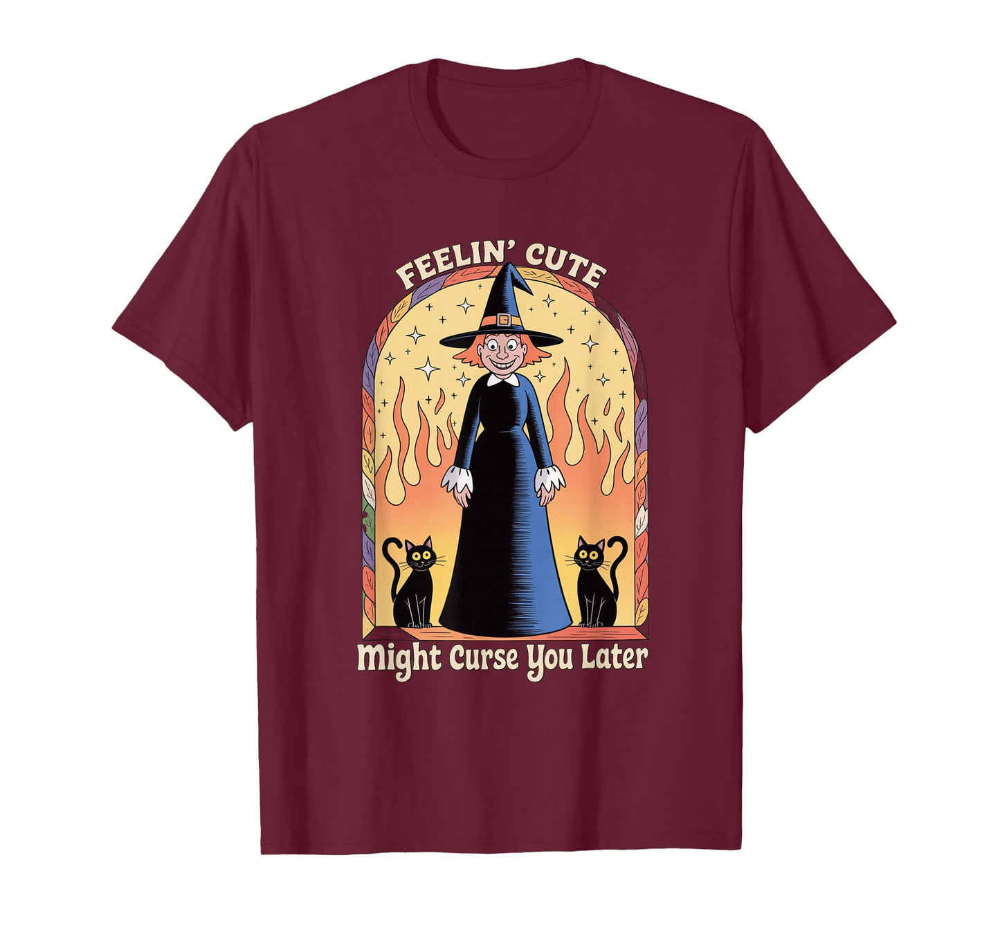 Funny Witch Halloween Pumpkin Feelin Cute Curse Women Men T-Shirt