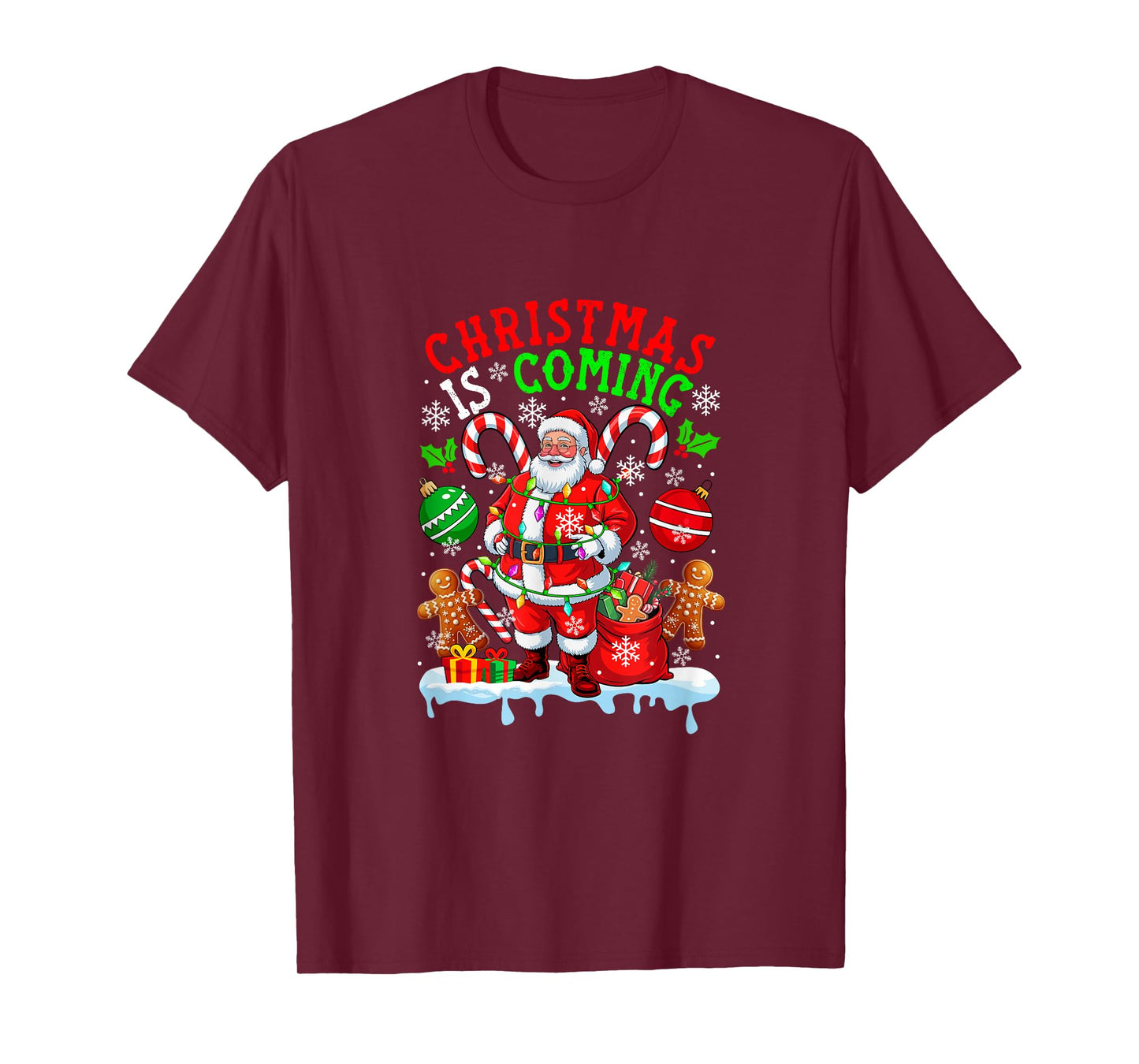 Christmas Coming Funny Santa Candy Canes Gingerbreads Lover T-Shirt